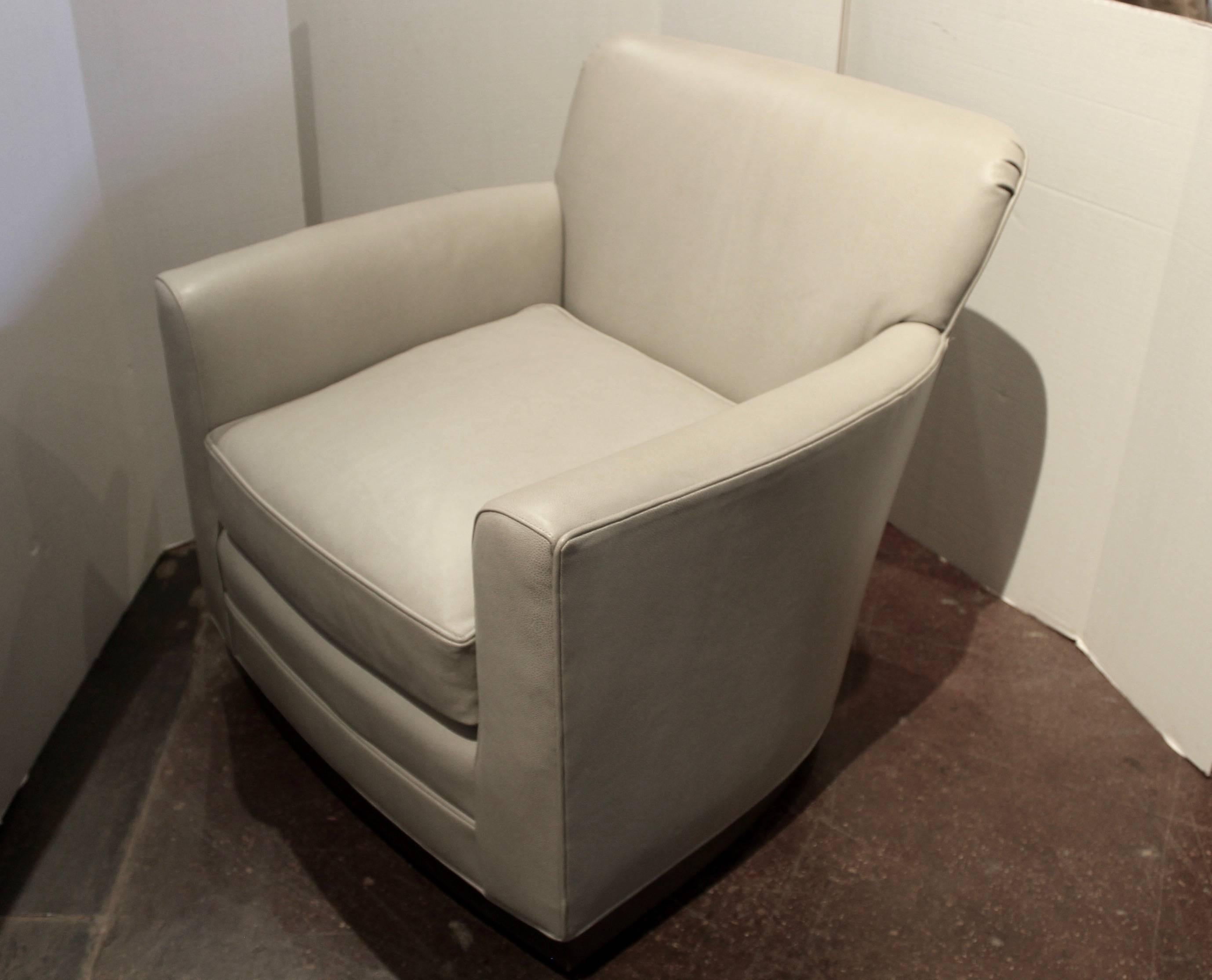 American Light Grey Leather Swivel Chair 