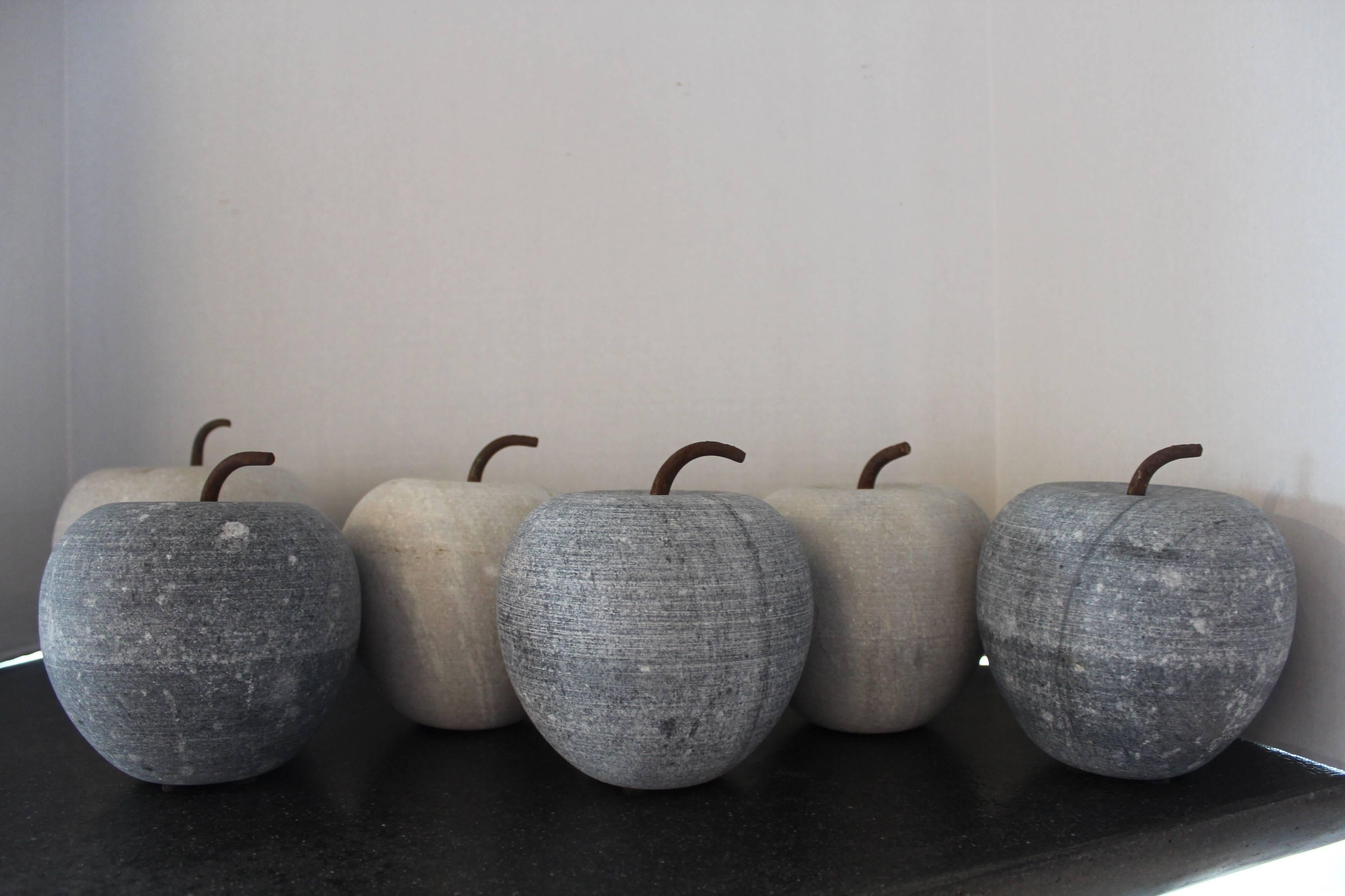 Mid-20th Century Assortment of Marble Apple and Pear Accessories