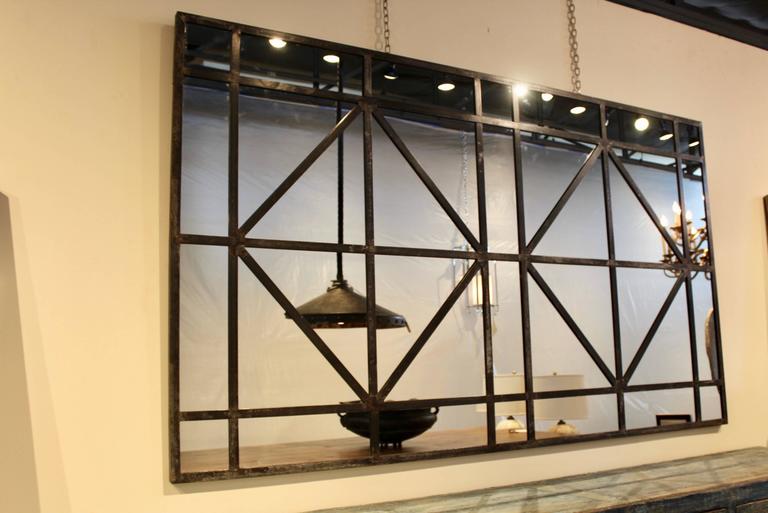 Large Industrial Window Frame Mirror At 1stdibs