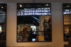 Antique Large Cast Iron Window Frame as Multi-Pane Mirror