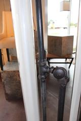 Vintage French Shop Light. Glass Lens on Steel Mount with Neon Illumination
