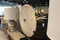Patinated Vintage Limestone Disc on Mount