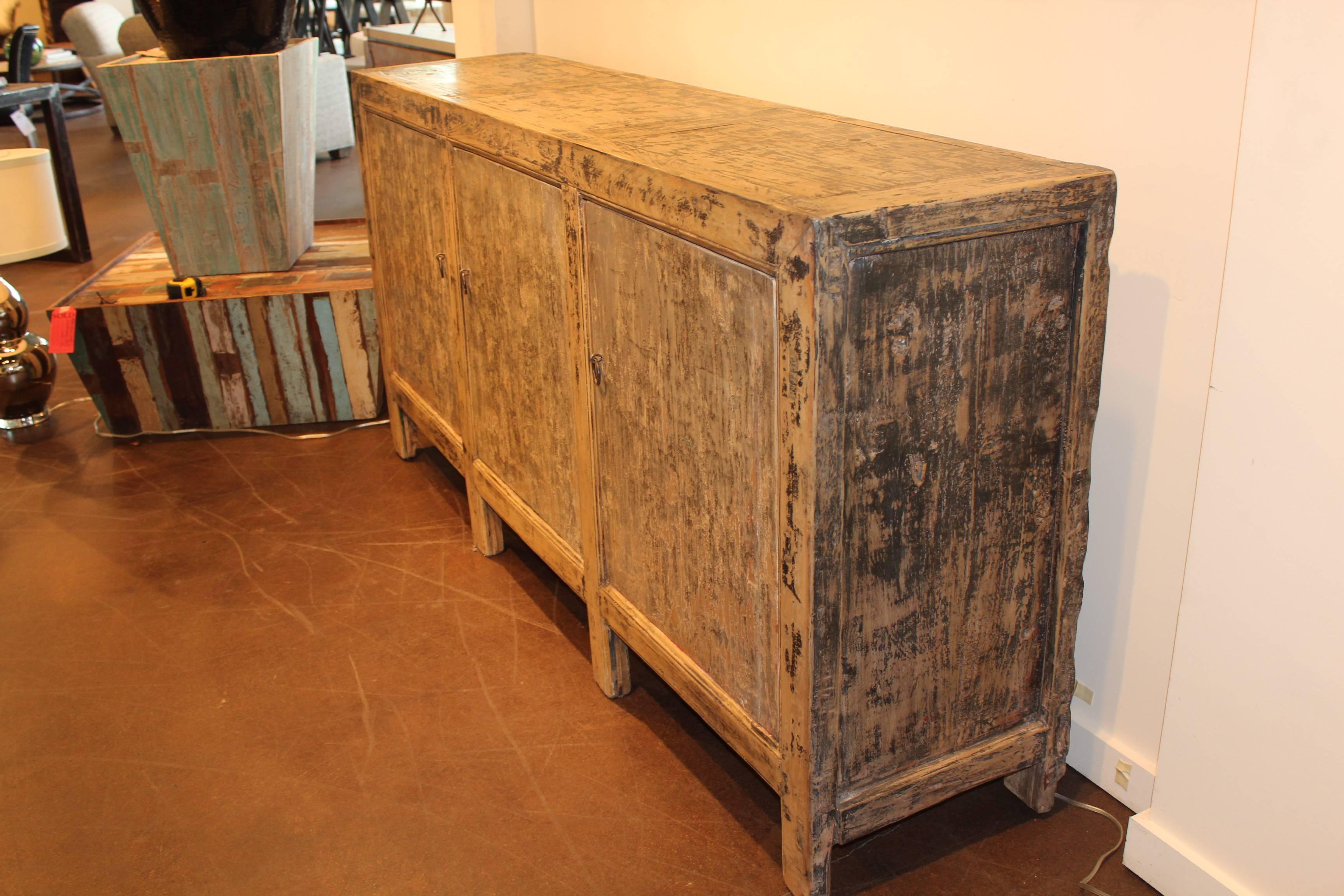 Antique three-door server in original paint patina.