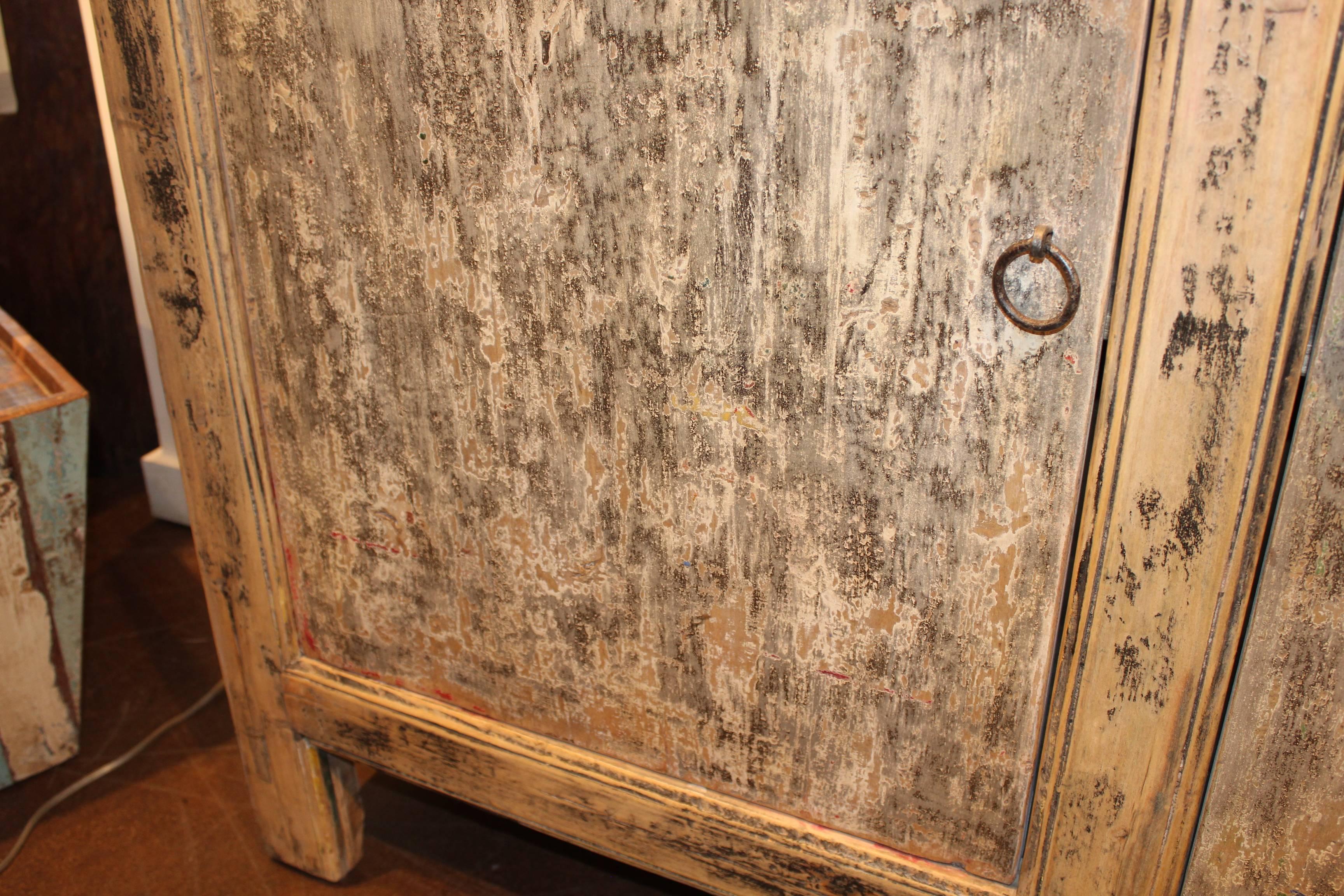East Asian Antique Three-Door Server in Original Paint Patina