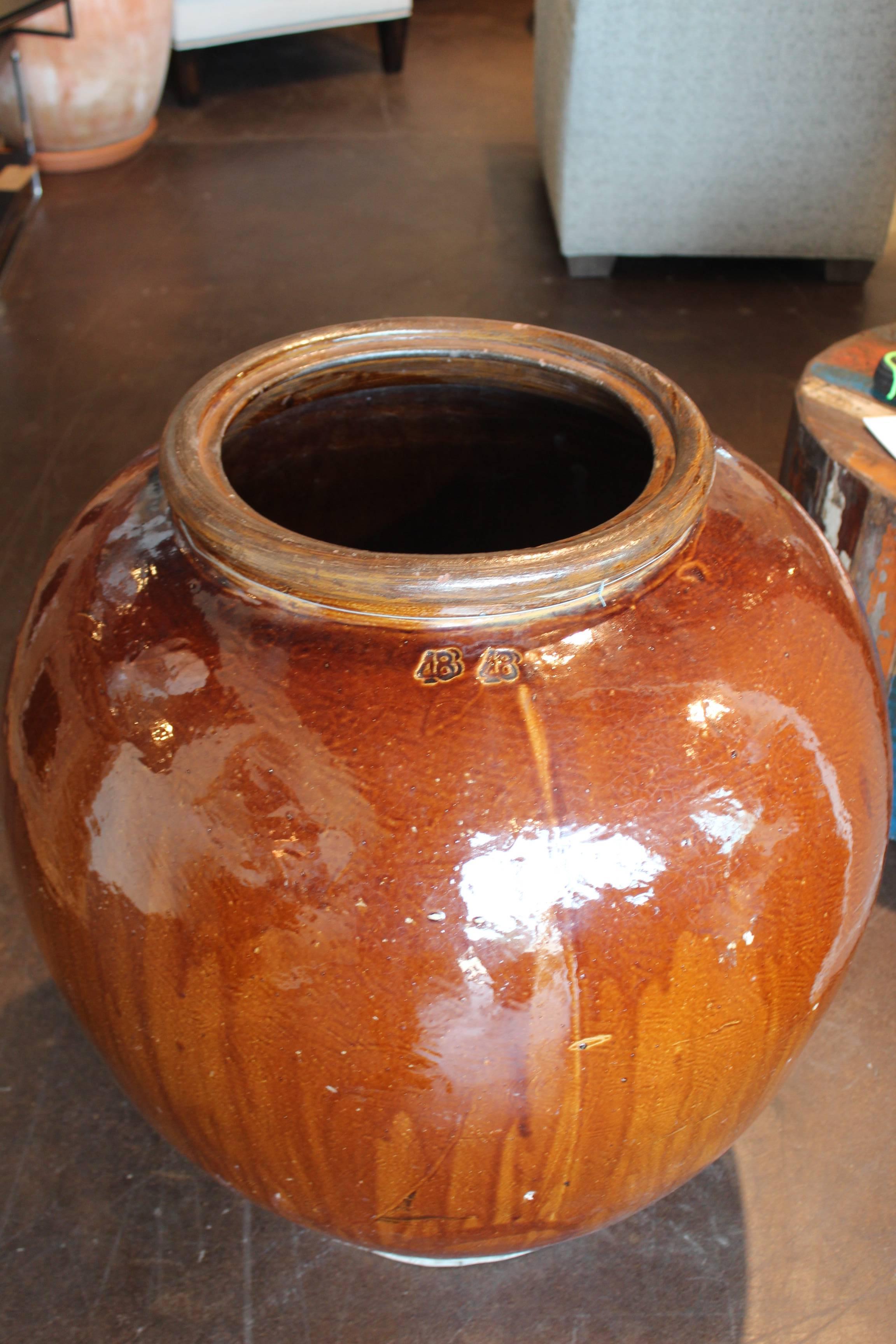Central Asian Vintage Glazed Storage Jar