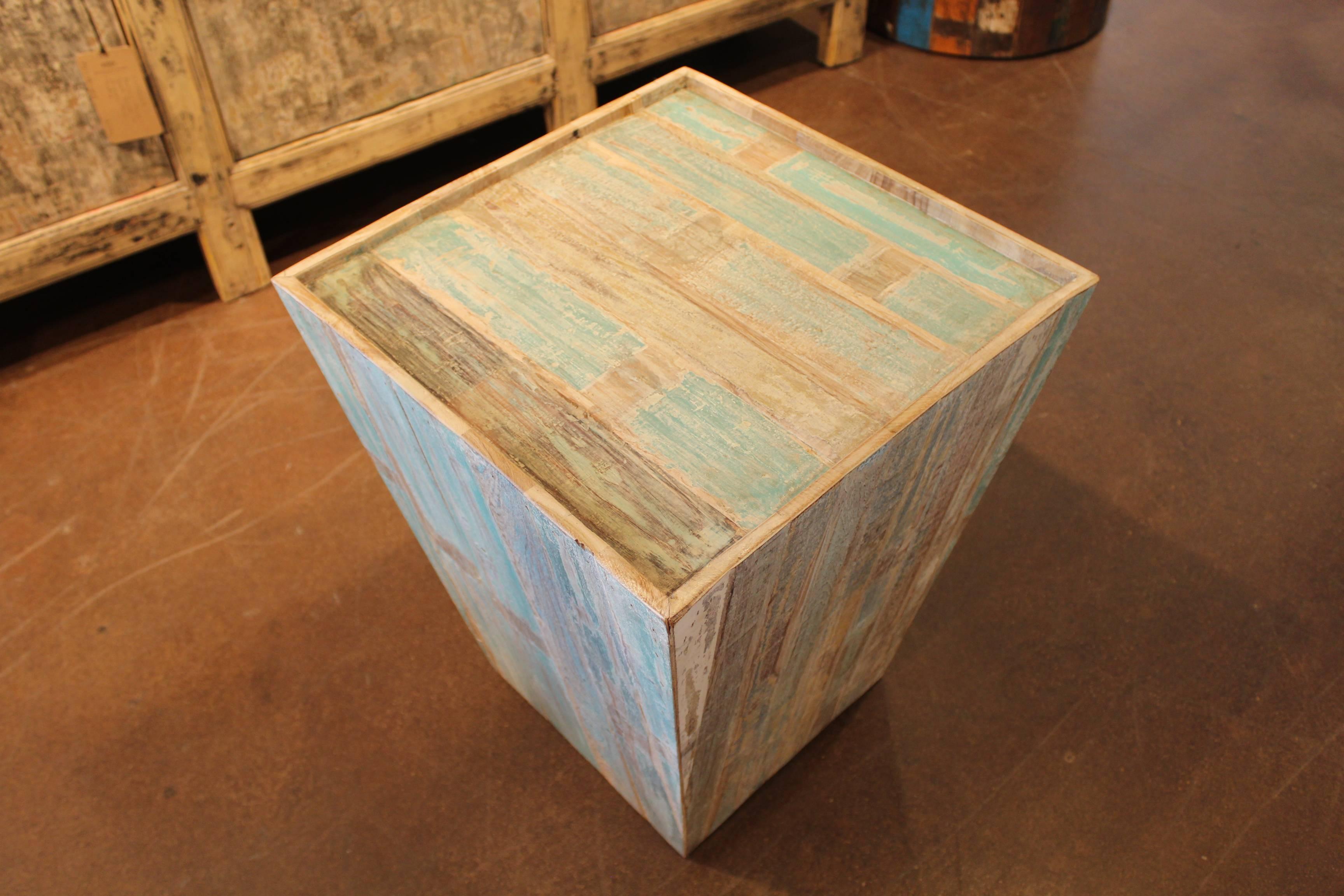Other Multi-Toned End Table Made from Reclaimed Elements