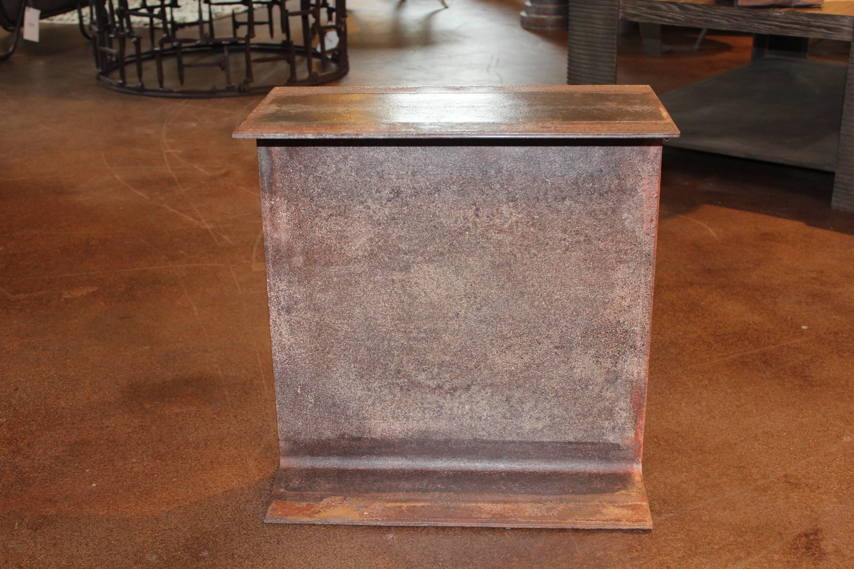 The "I" Beam End Table. Black Mottled Patina.


Brendan Bass Custom -  Item can be reproduced and customized. 