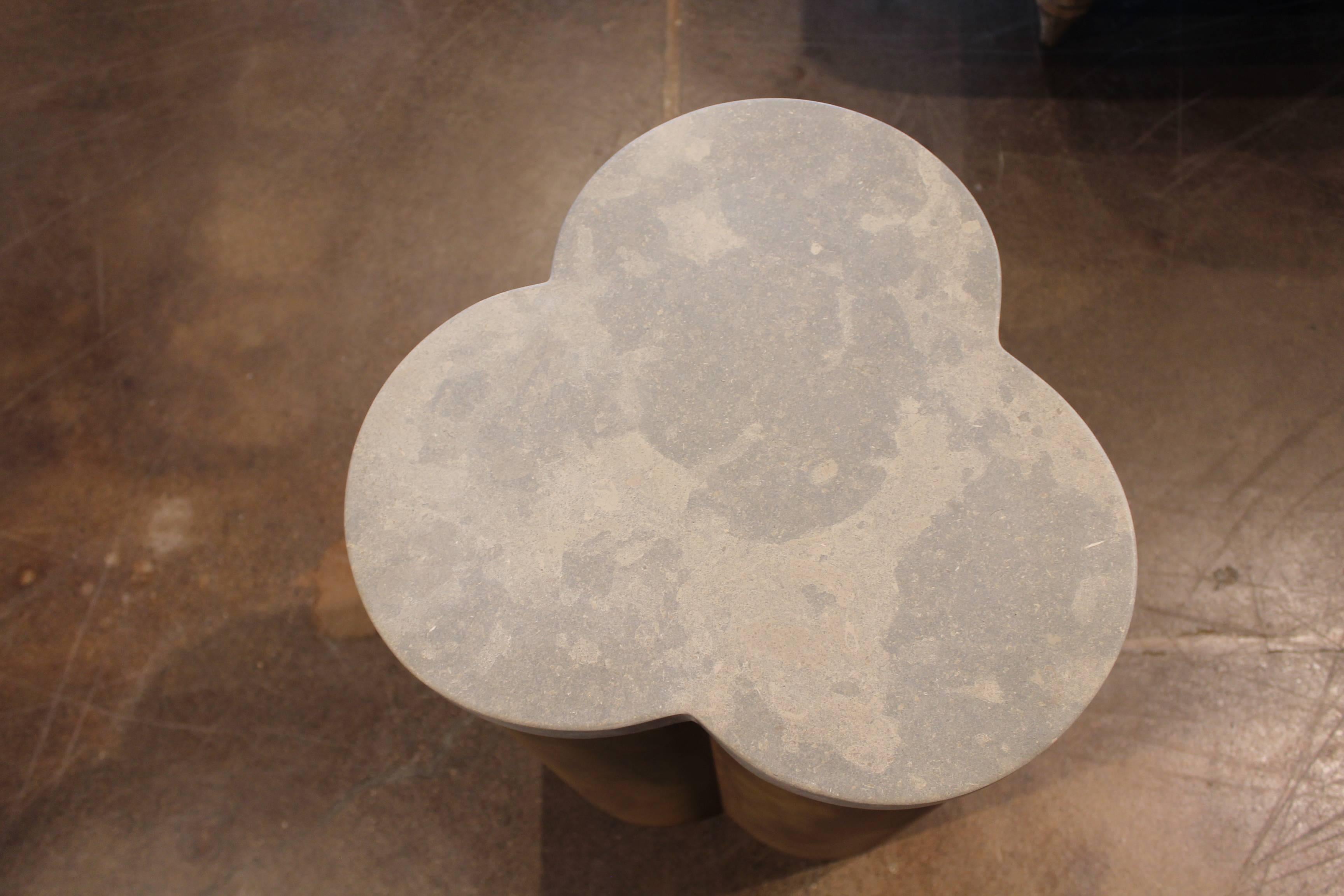 Italian Clover Design End Table with Honed Lagos Azul Limestone Top