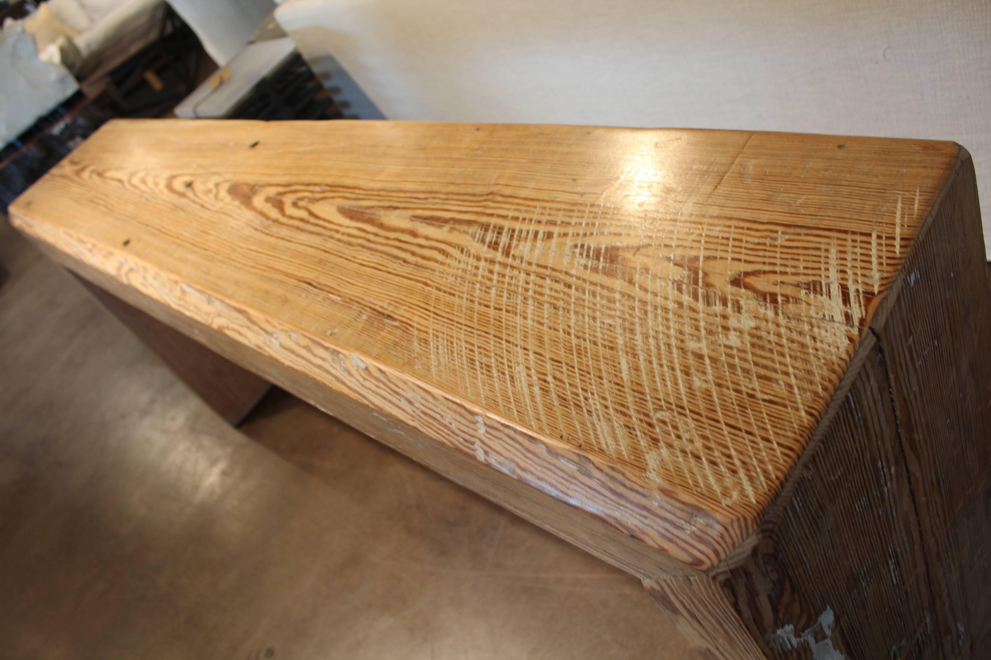 Modern Console Made from Reclaimed Pine Beam