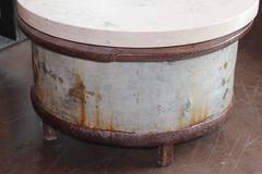 French Industrial Barrel End Table