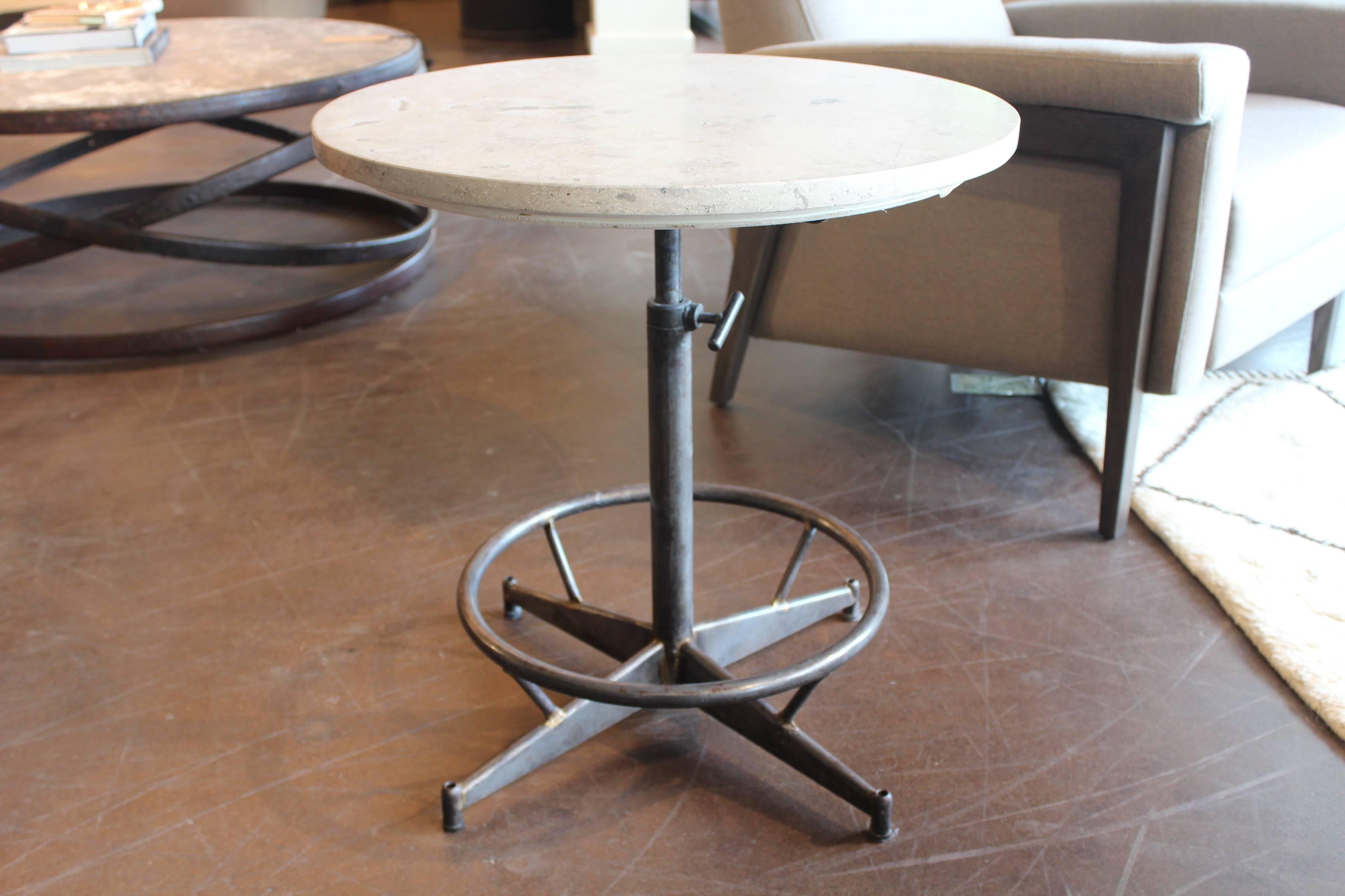 Vintage French end table with Jura Grey stone top.