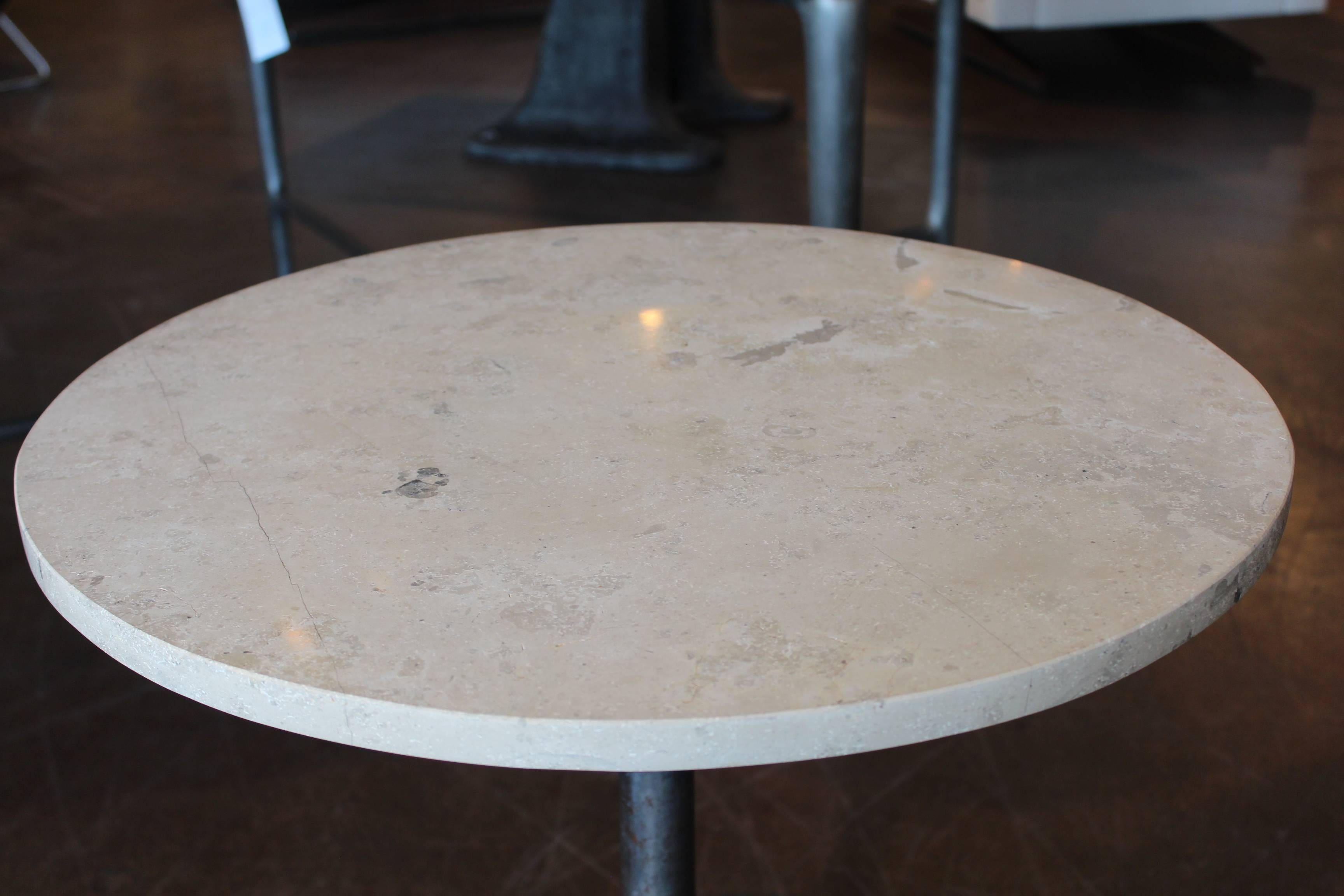 Modern Vintage French End Table with Jura Grey Stone Top