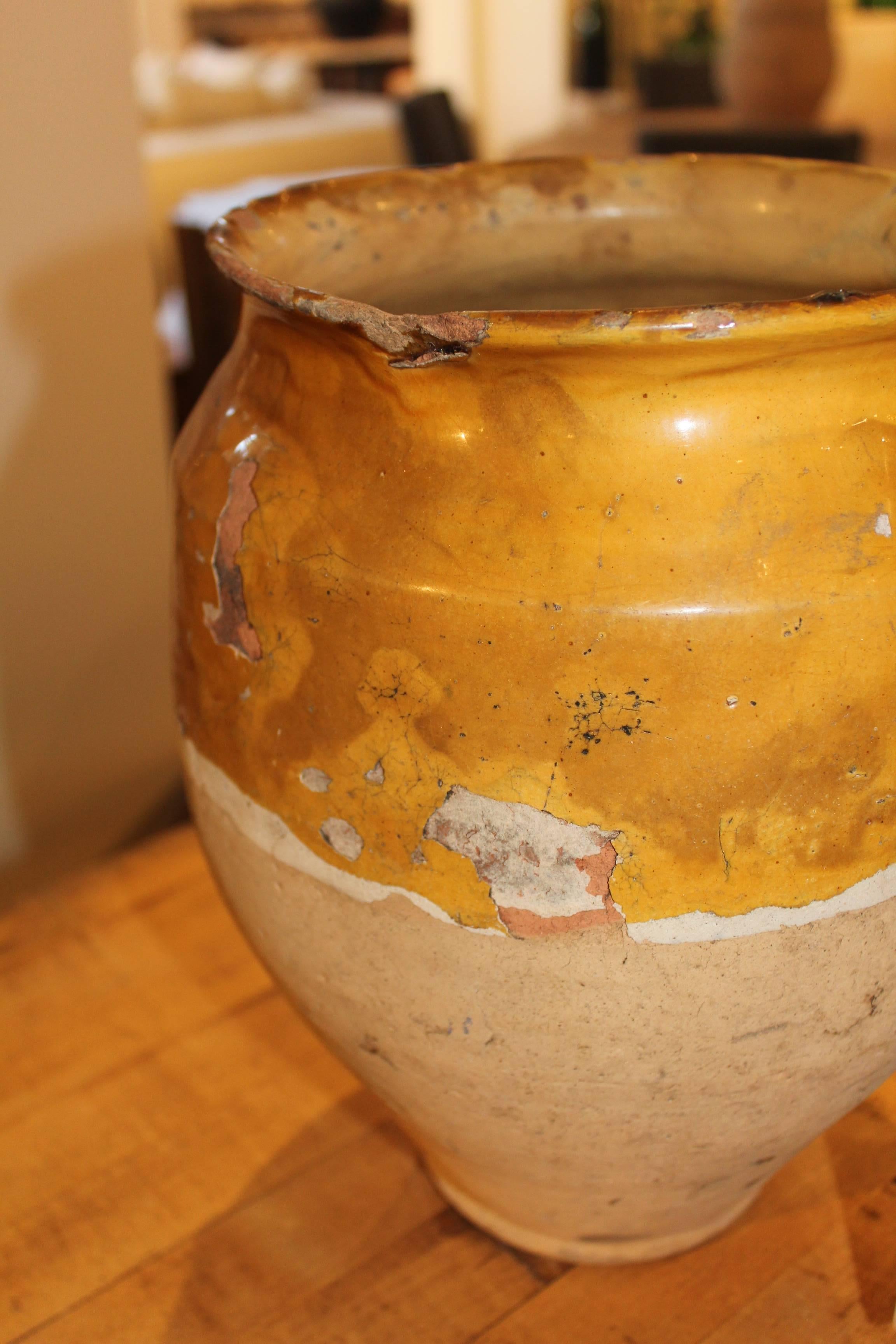 Glazed 19th Century French Terracotta Confit Jar