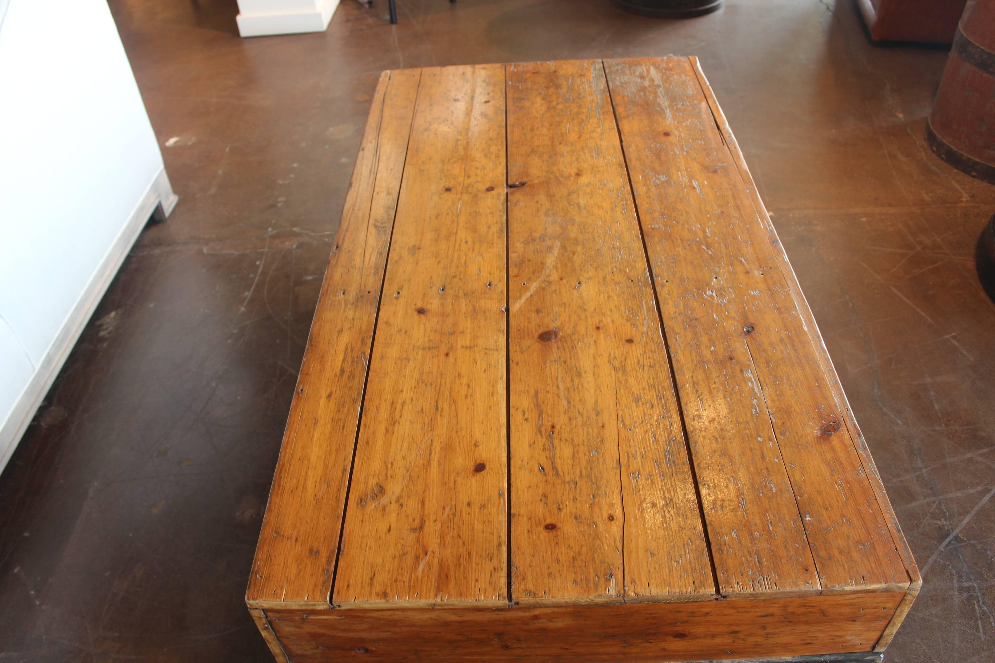 20th Century Vintage French Pine Factory Work Platform as Coffee Table