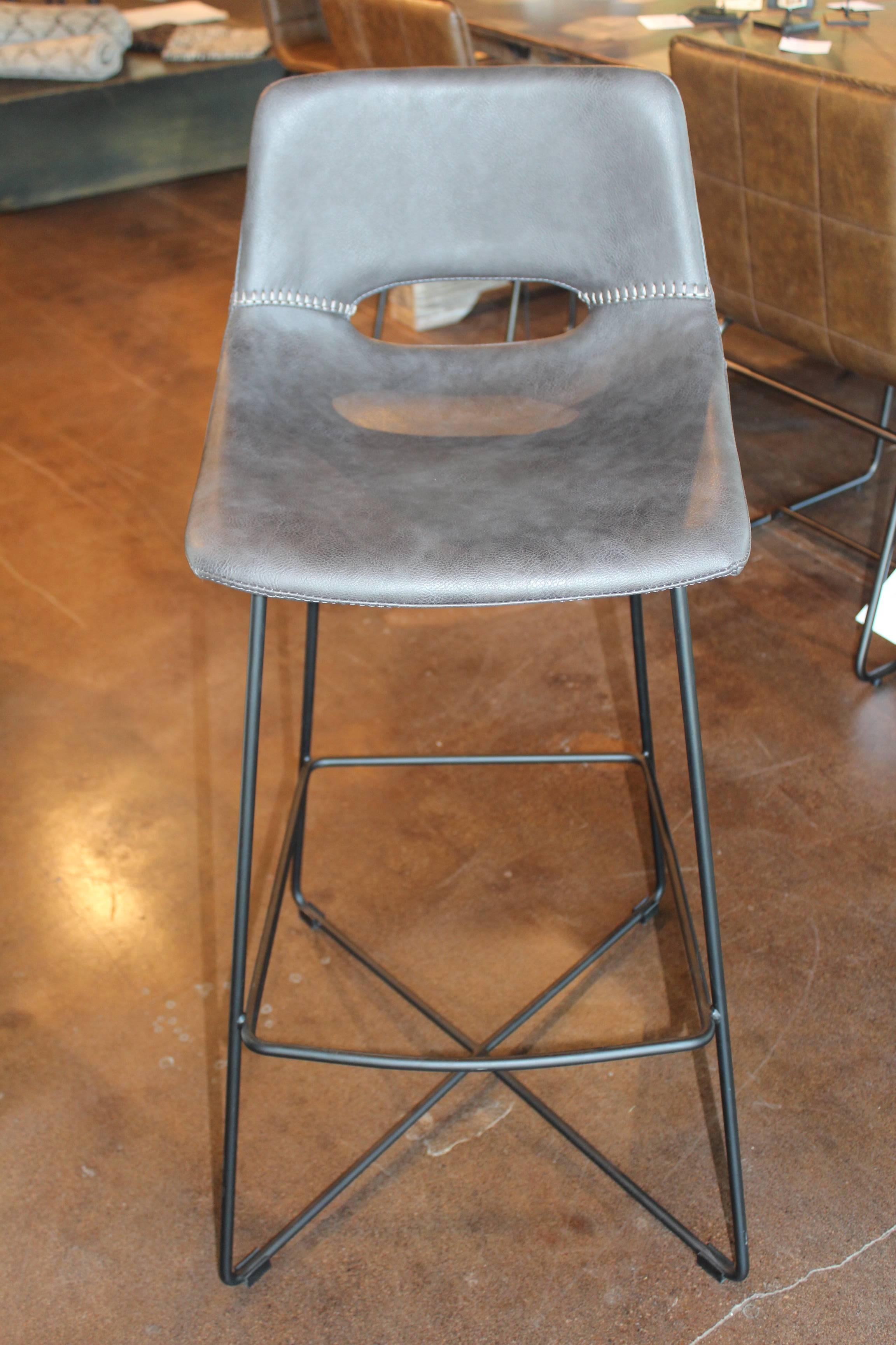 Modern Contemporary Bar Stool in Bonded Leather