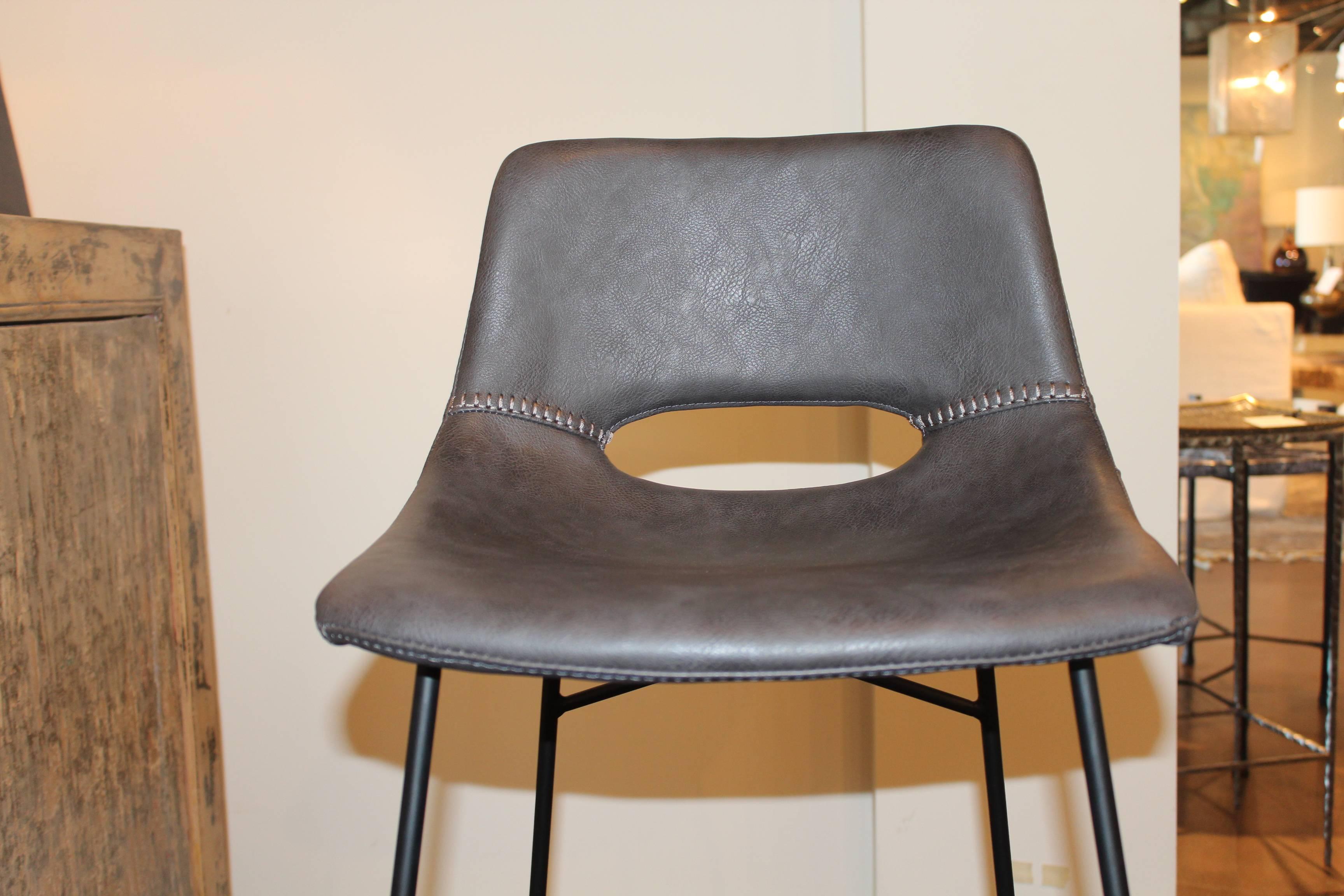 Contemporary Bar Stool in Bonded Leather (Belgisch)