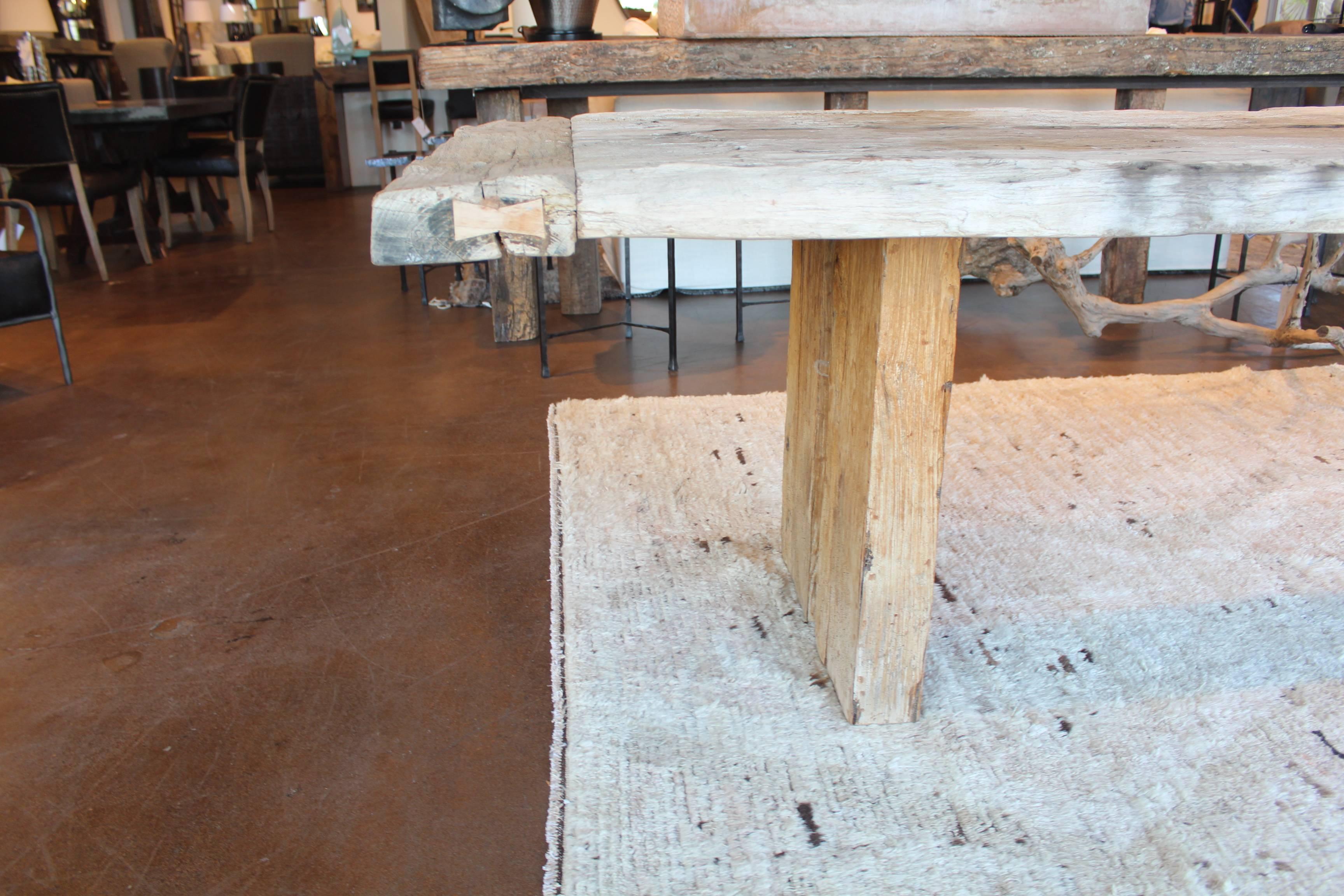 Organic Modern  Dining Table Made from Reclaimed BleachedTeak Elements