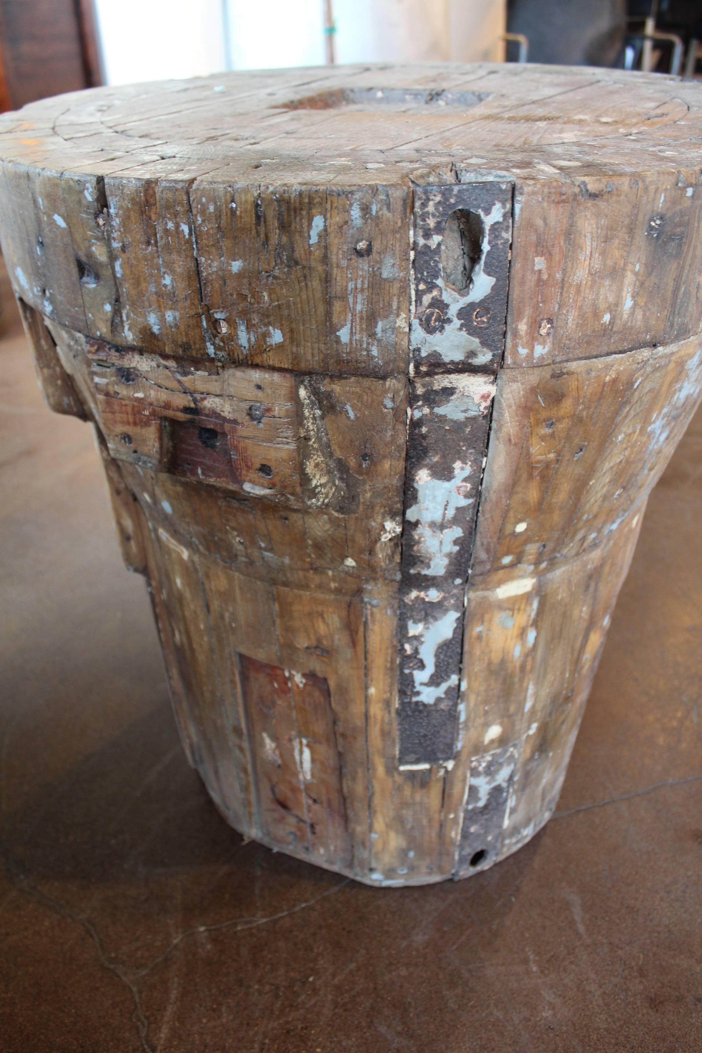 Patinated Vintage French Industry Element as Side Table