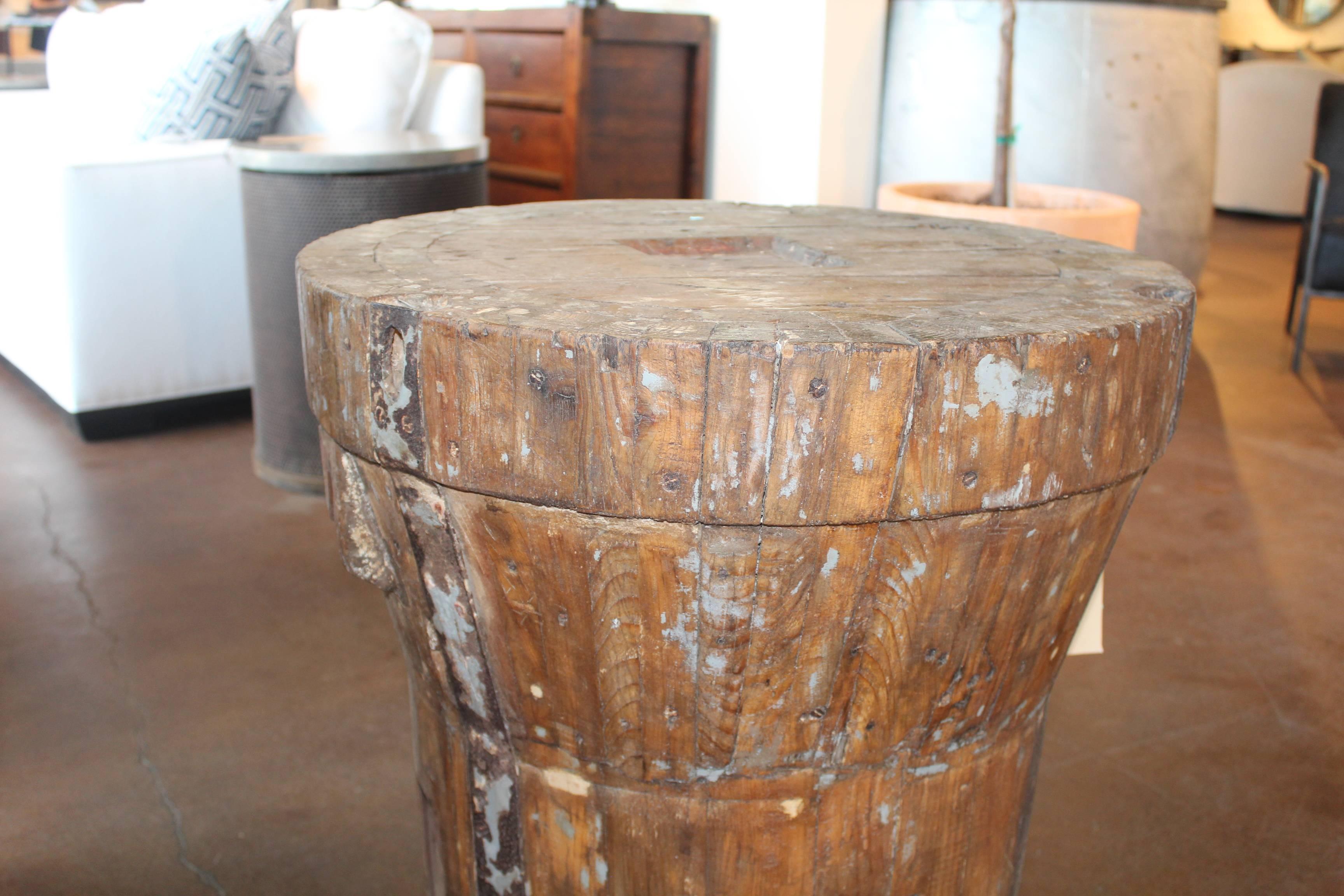 Vintage French industry element as side table or table in a wine room.
       