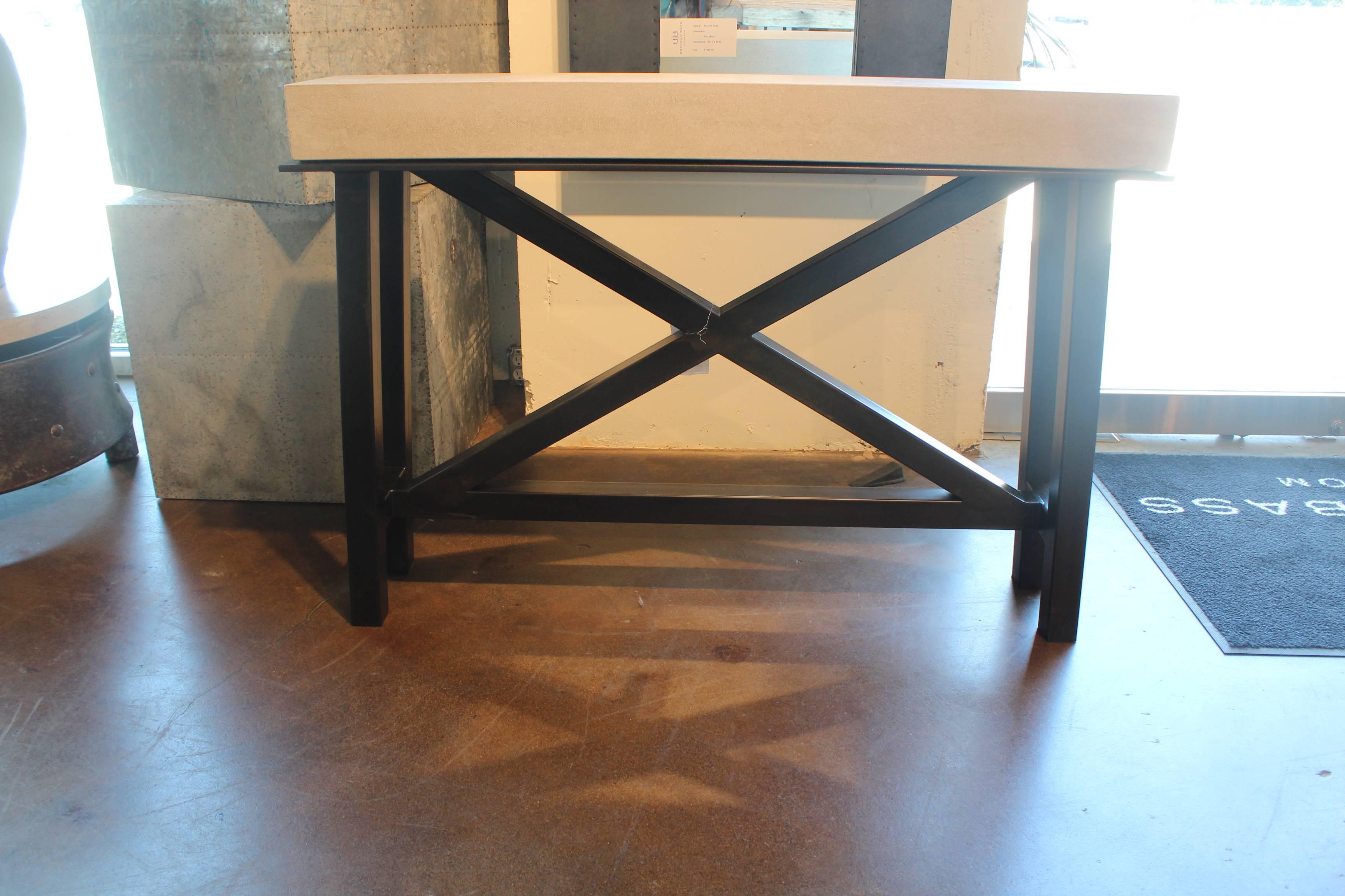 "X" motif steel console with limestone top.


Brendan Bass Custom -  Item can be reproduced and made custom.