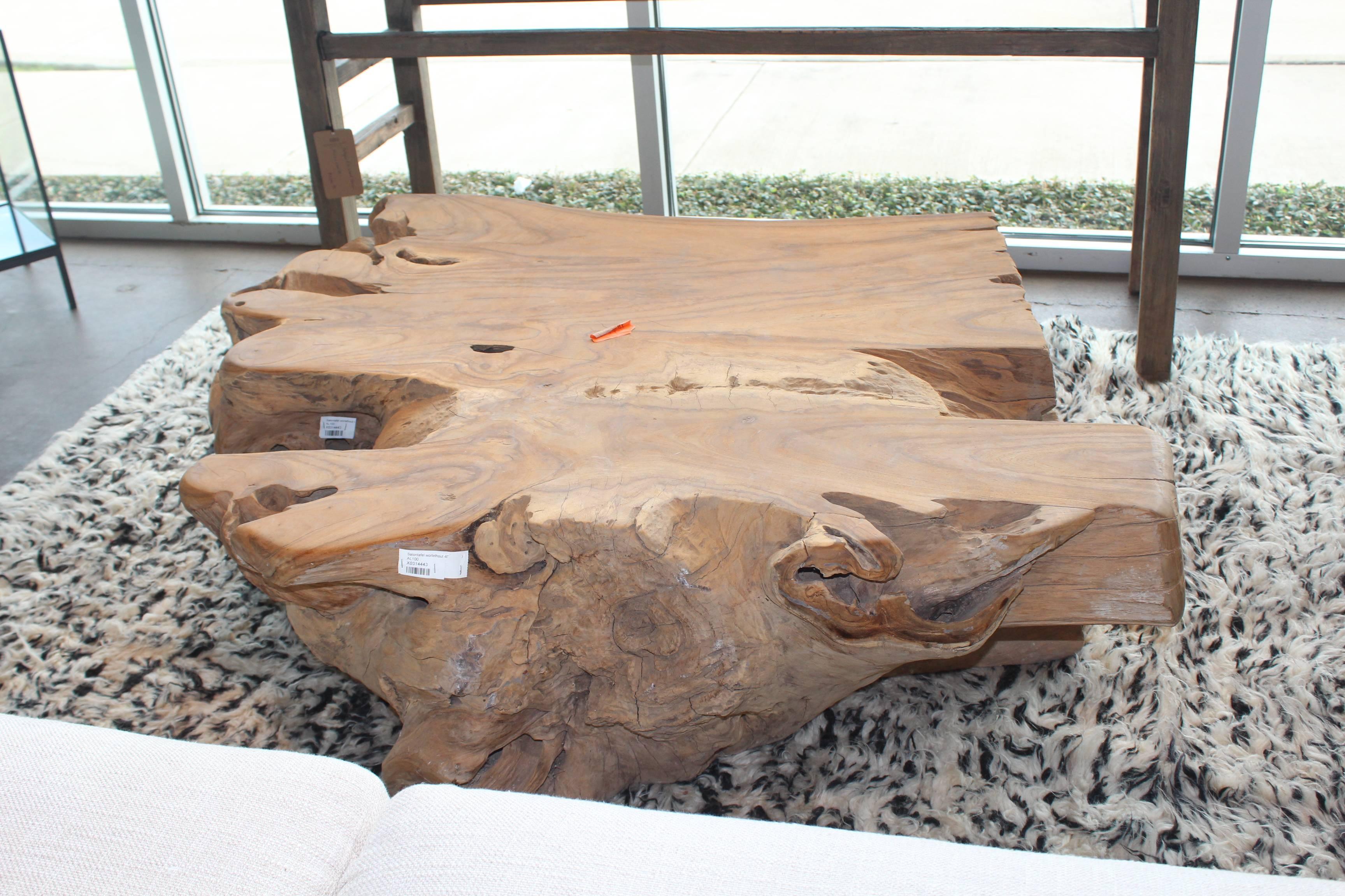 Contemporary Sculpted Teak Root Wood Coffee Table
