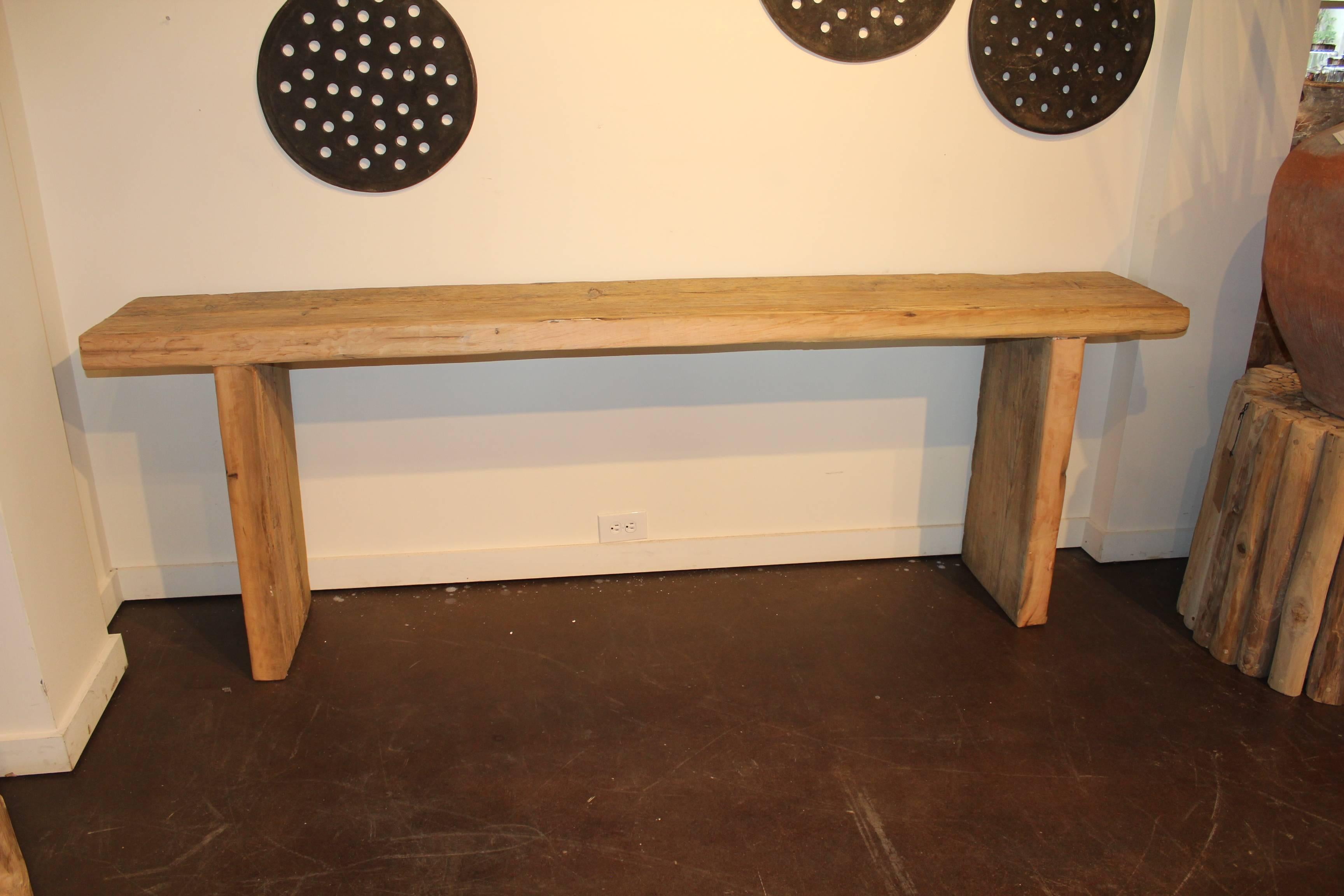 Modern Console Table Crafted from Reclaimed Elm