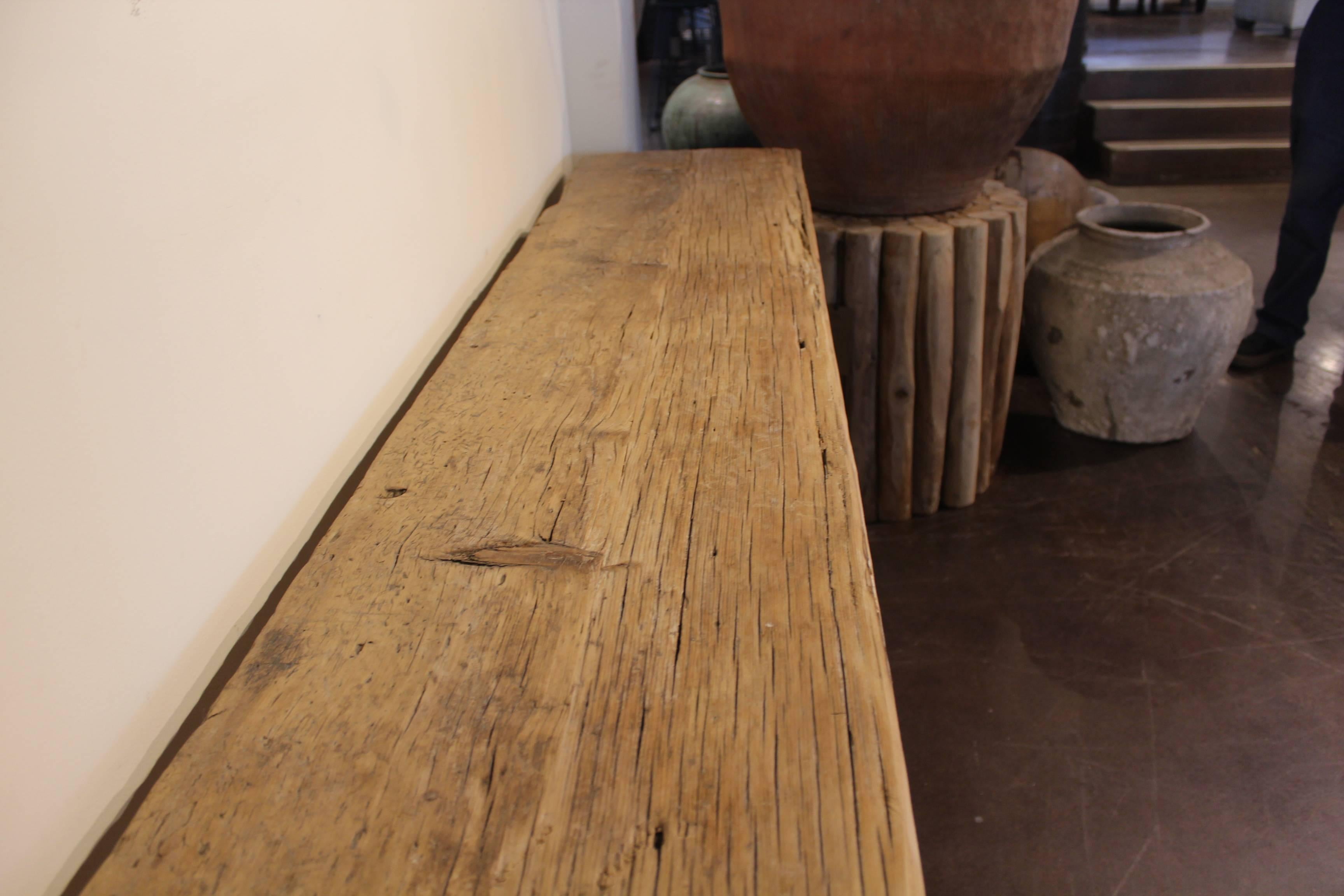 Belgian Console Table Crafted from Reclaimed Elm