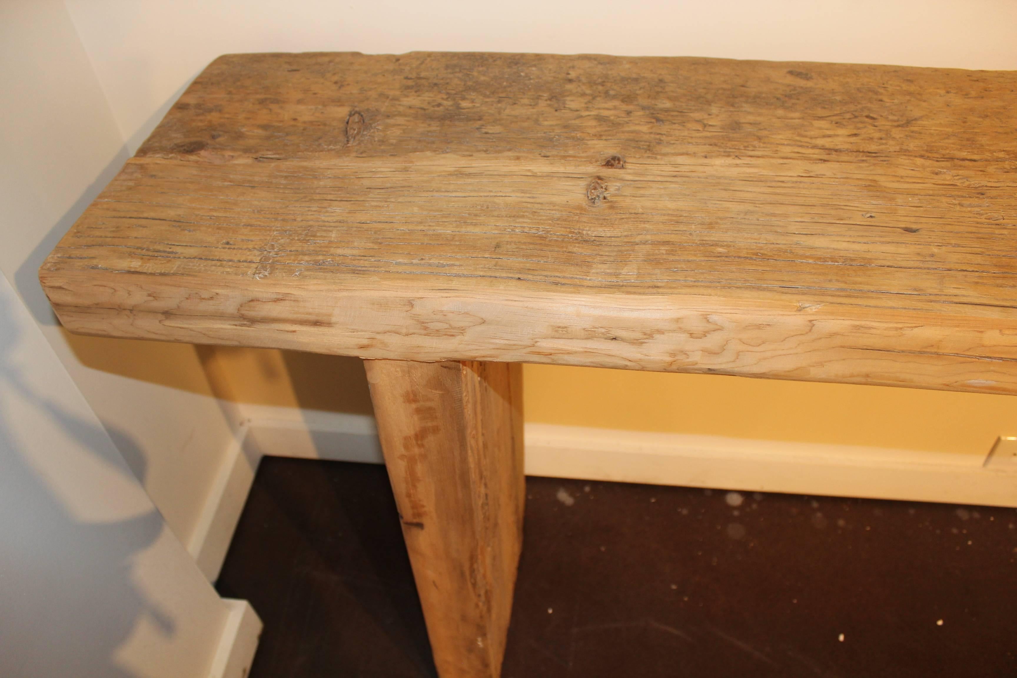 Console Table Crafted from Reclaimed Elm In Excellent Condition In Dallas, TX