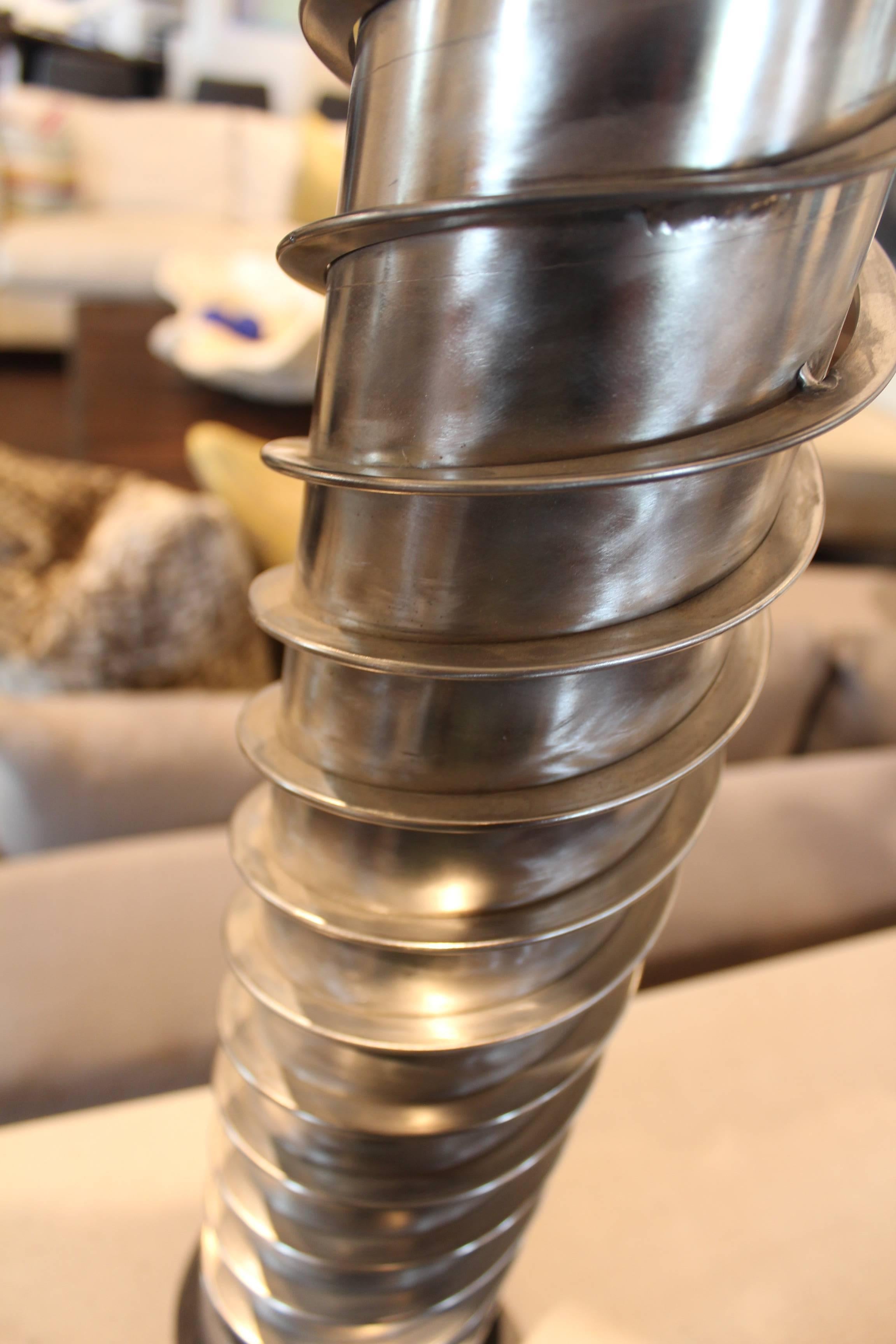 Modern Vintage French Stainless Steel Industrial Spiral