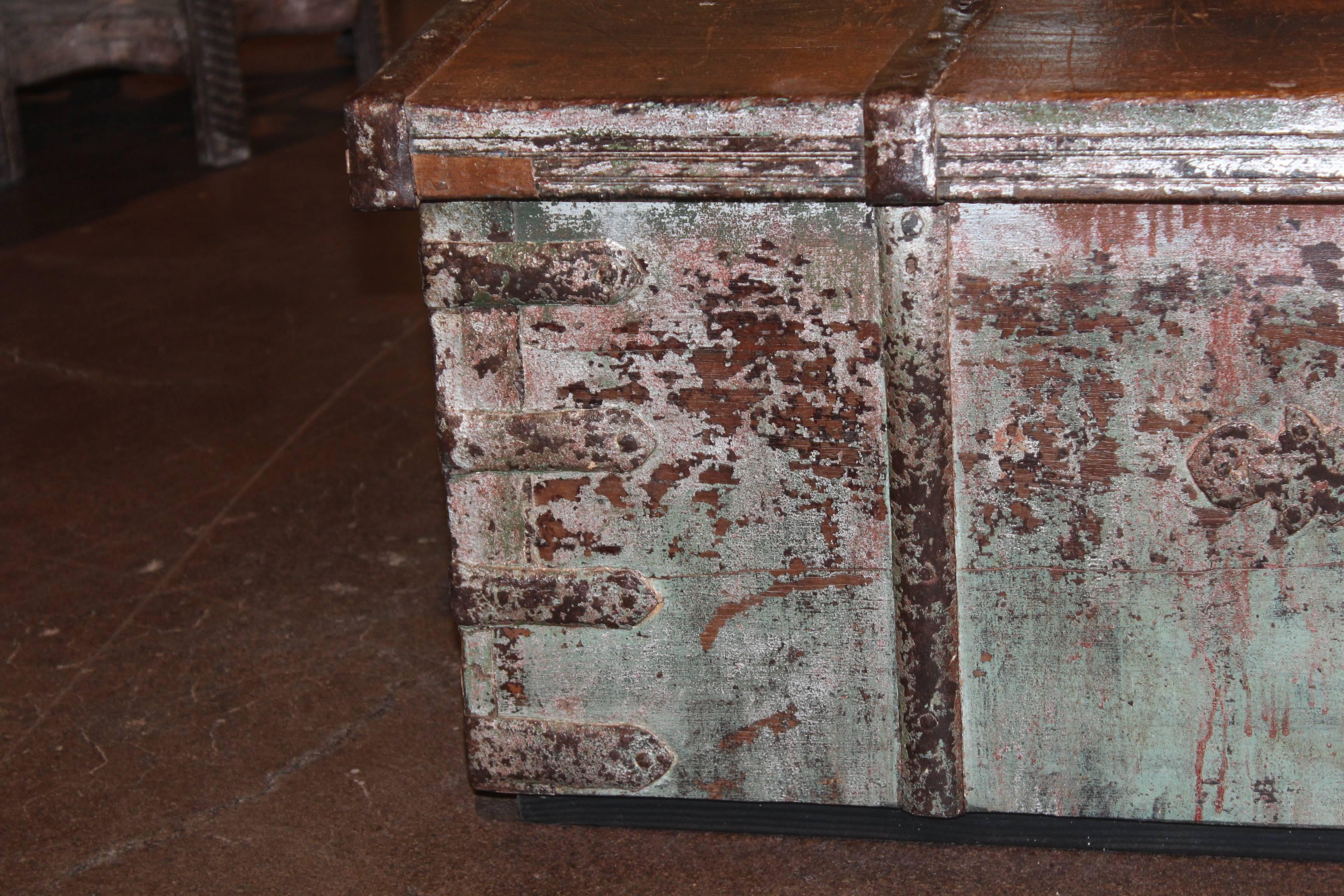 Modern Antique British Colonial Trunk as Coffee Table
