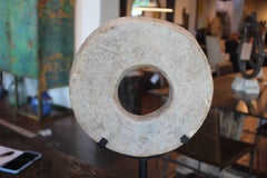 Patinated Vintage Limestone Disc on Mount