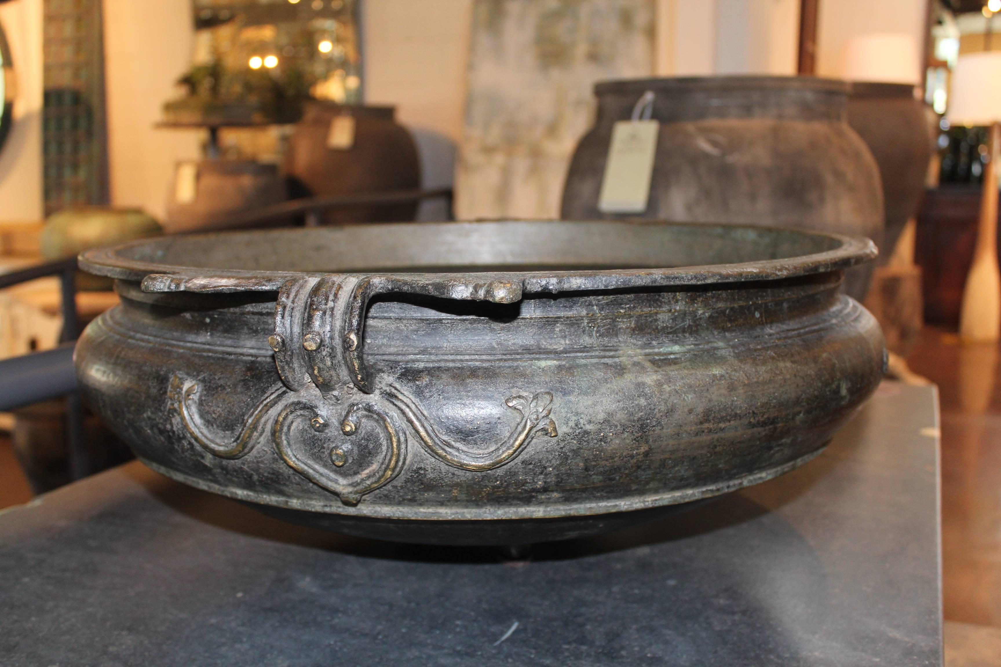 Antique cast bronze urli bowl, Southern India.