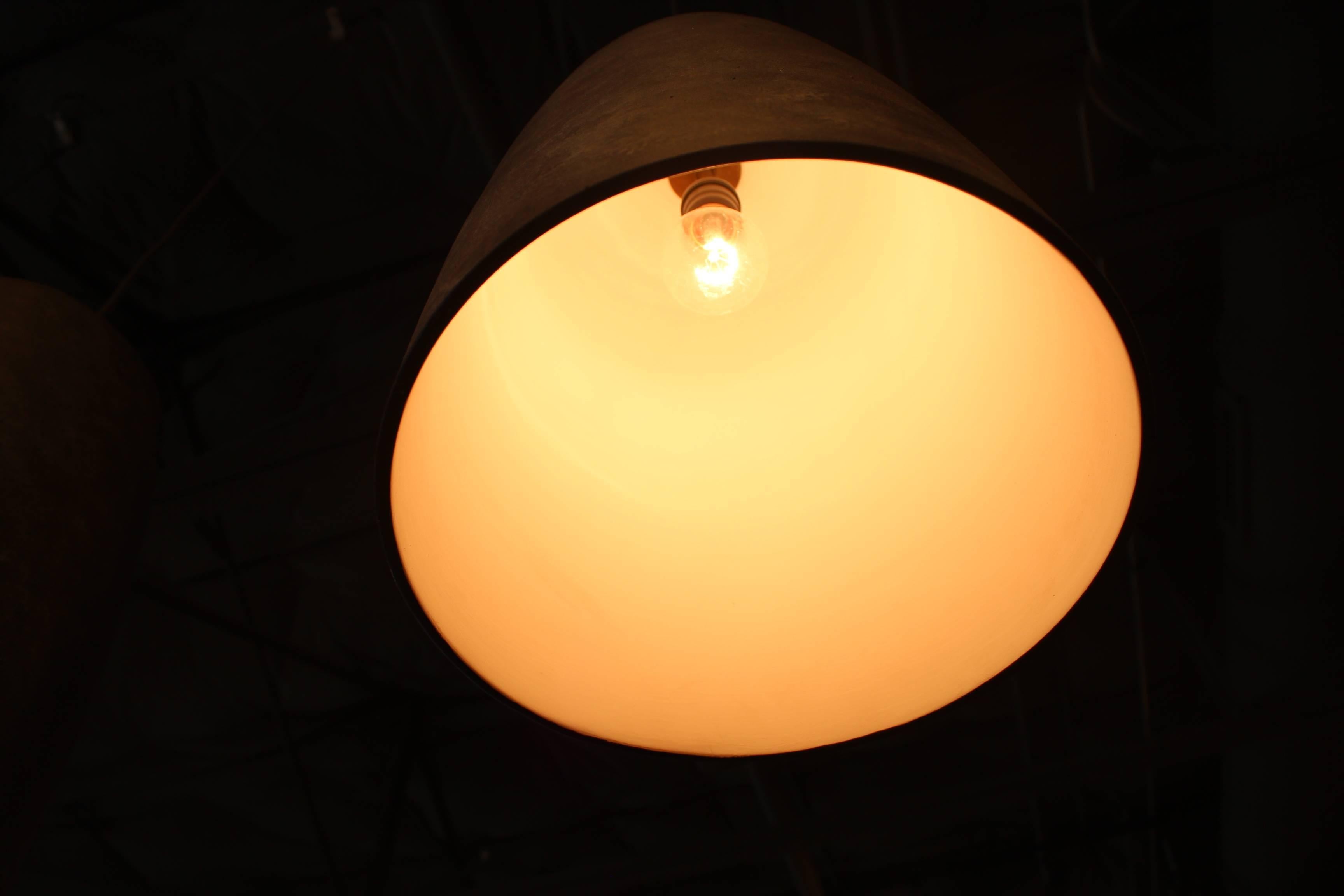 Conical Artisan Made Porcelain Pendant Light In Excellent Condition In Dallas, TX