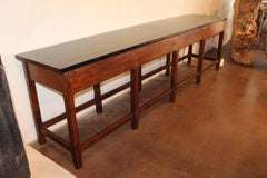 Antique French Server with Ebonized Limestone Top Belgian Border Area