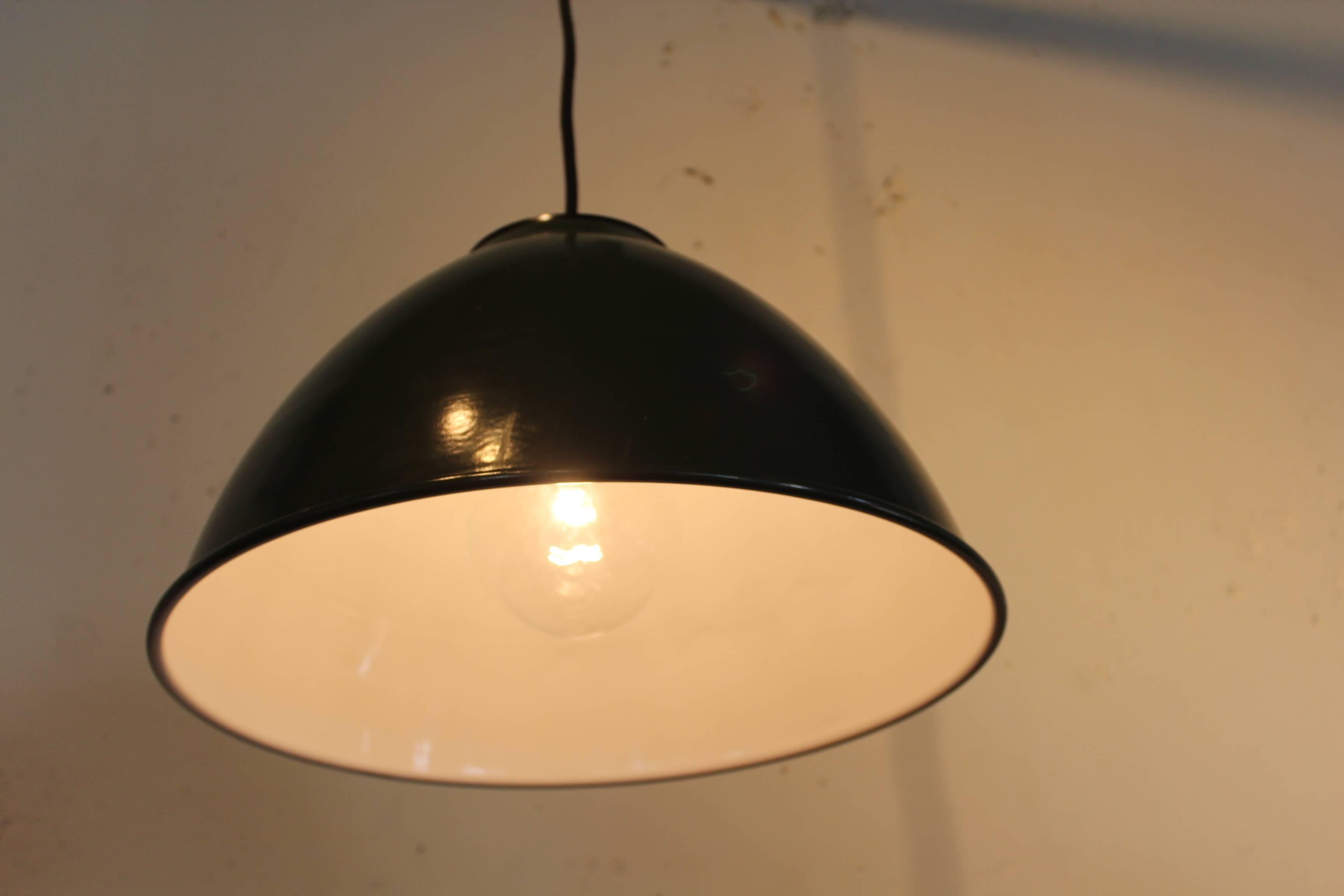 Industrial Vintage French Enamel Finish Shop Light