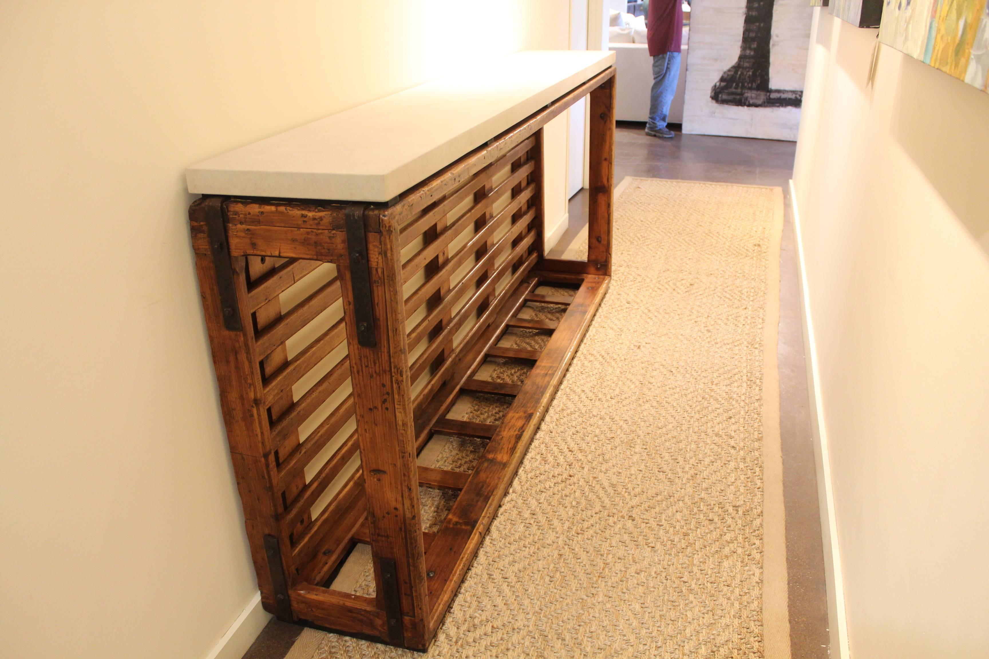Modern French Textile Cart as Console