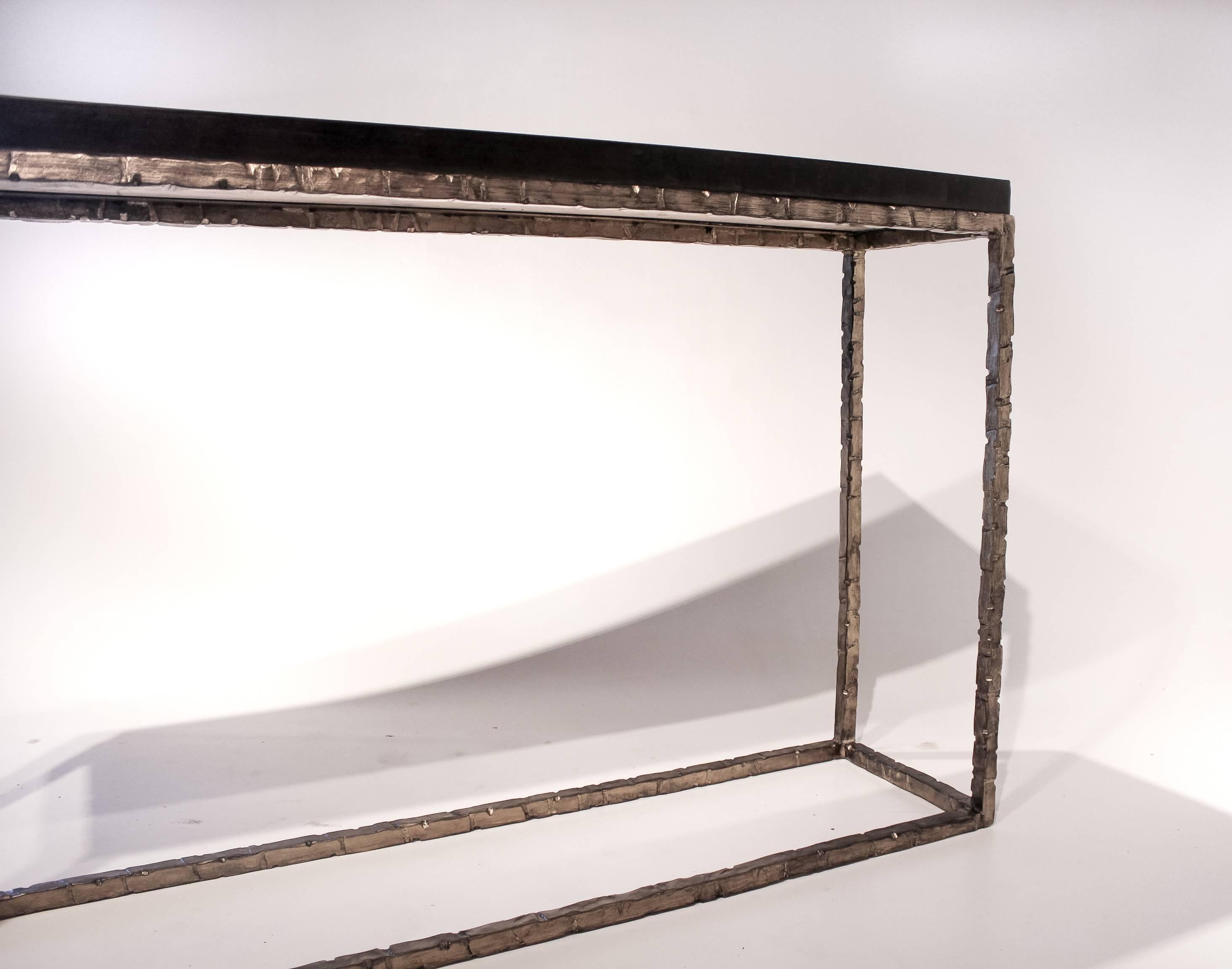 Contemporary Hammered Frame Console with Zinc Top