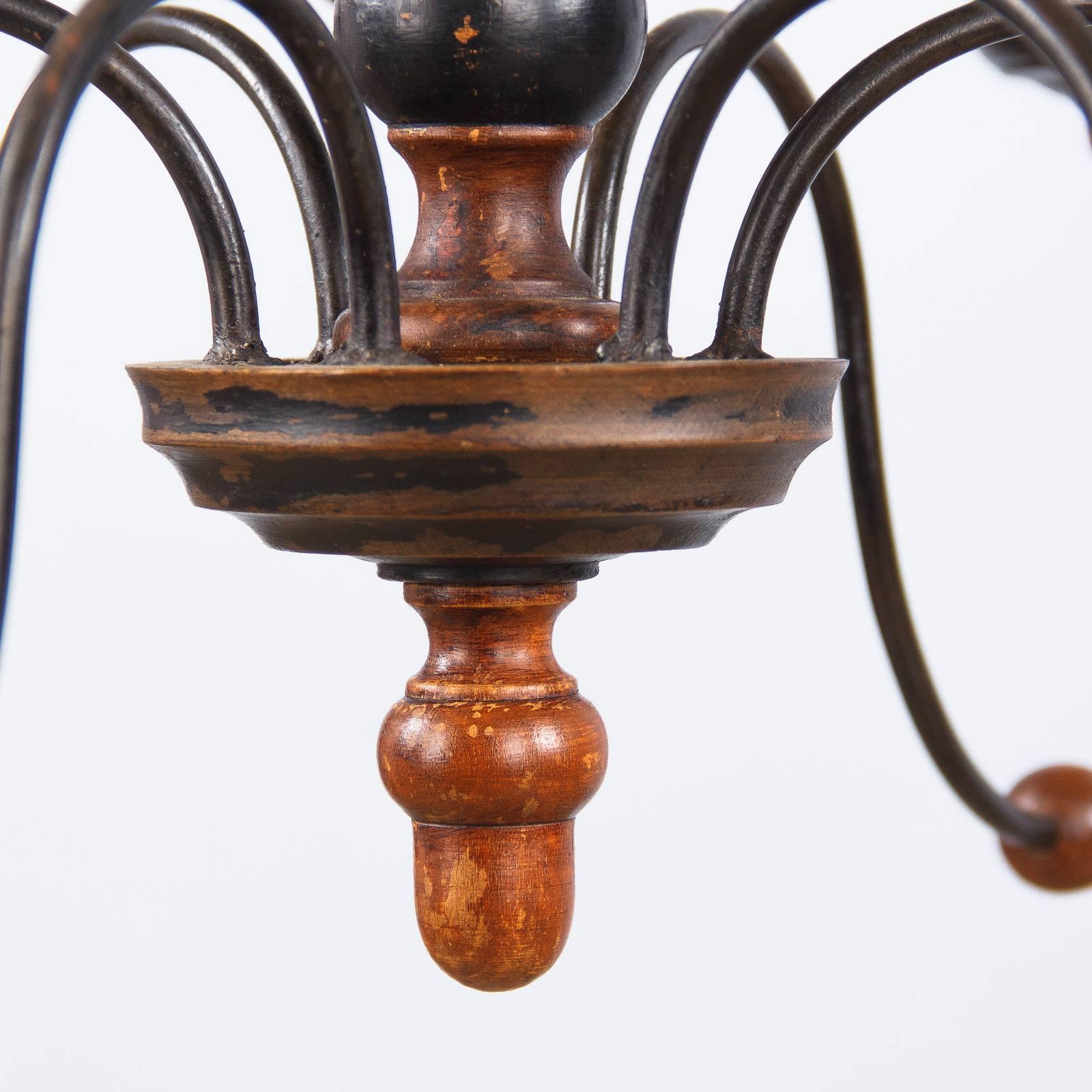Italian Painted Wood and Metal Chandelier, 1920s-1940s 5
