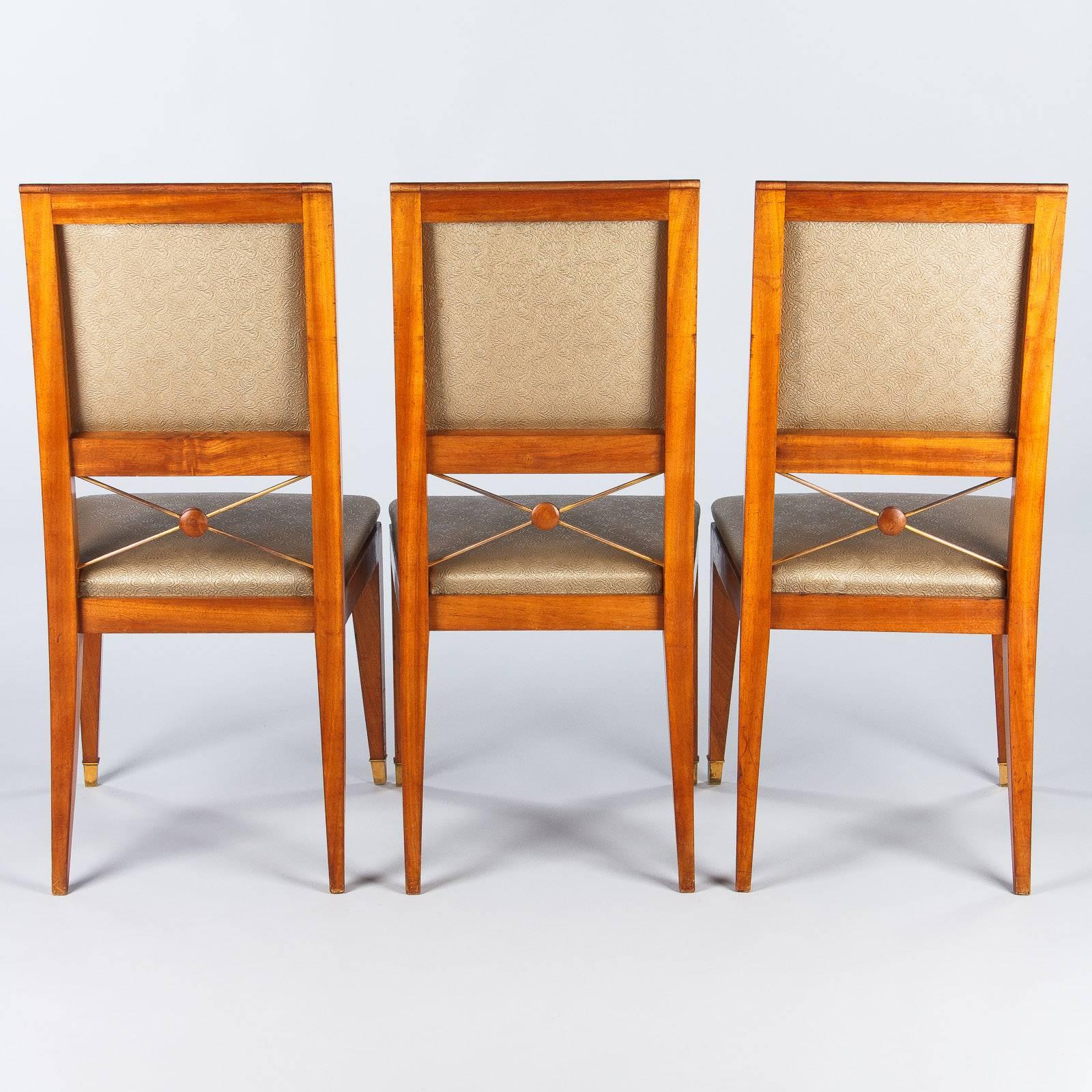 Set of Six French 1940s Mahogany Chairs 3