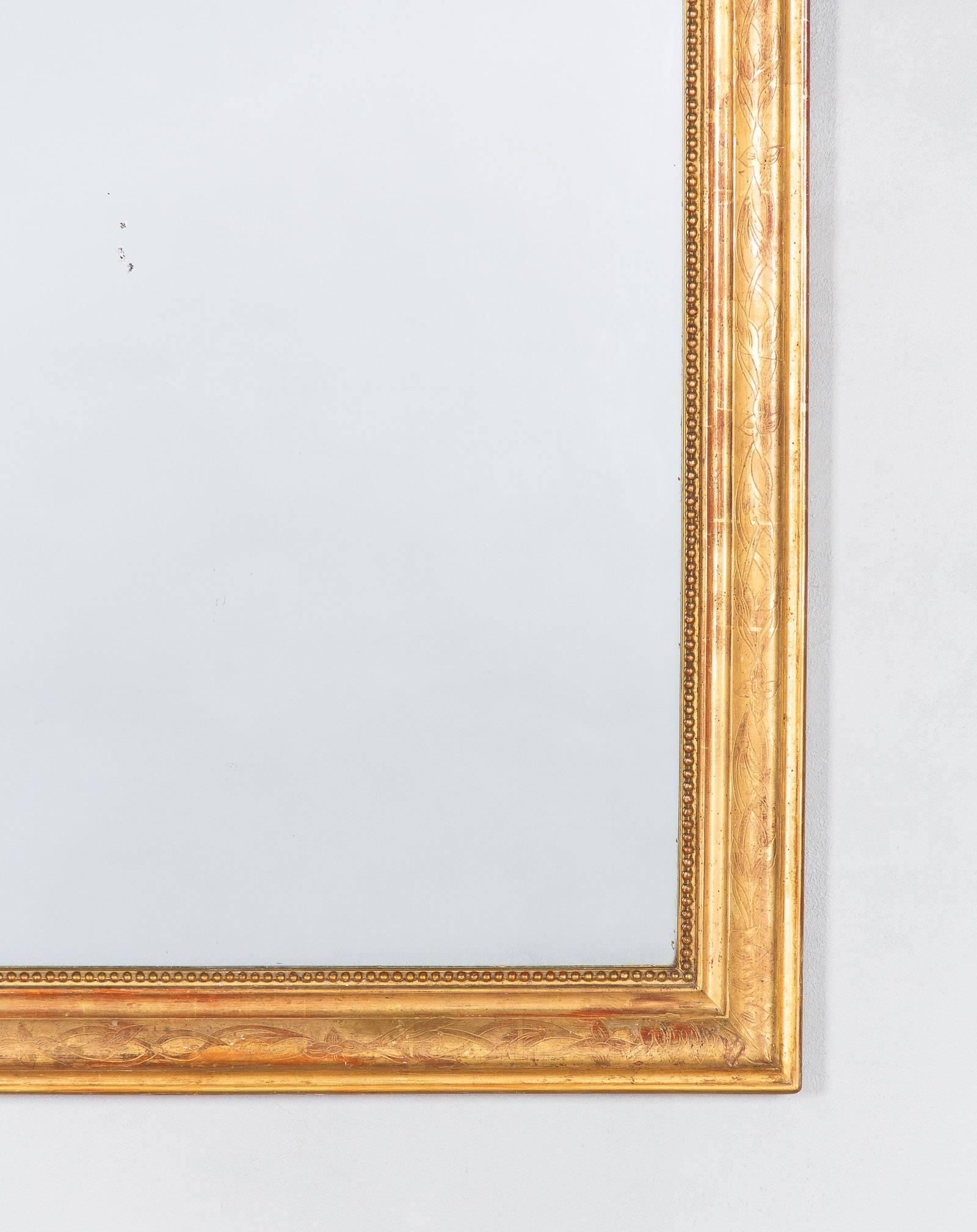 19th Century French Louis Philippe Period Gold Leaf Mirror, Mid-1800s