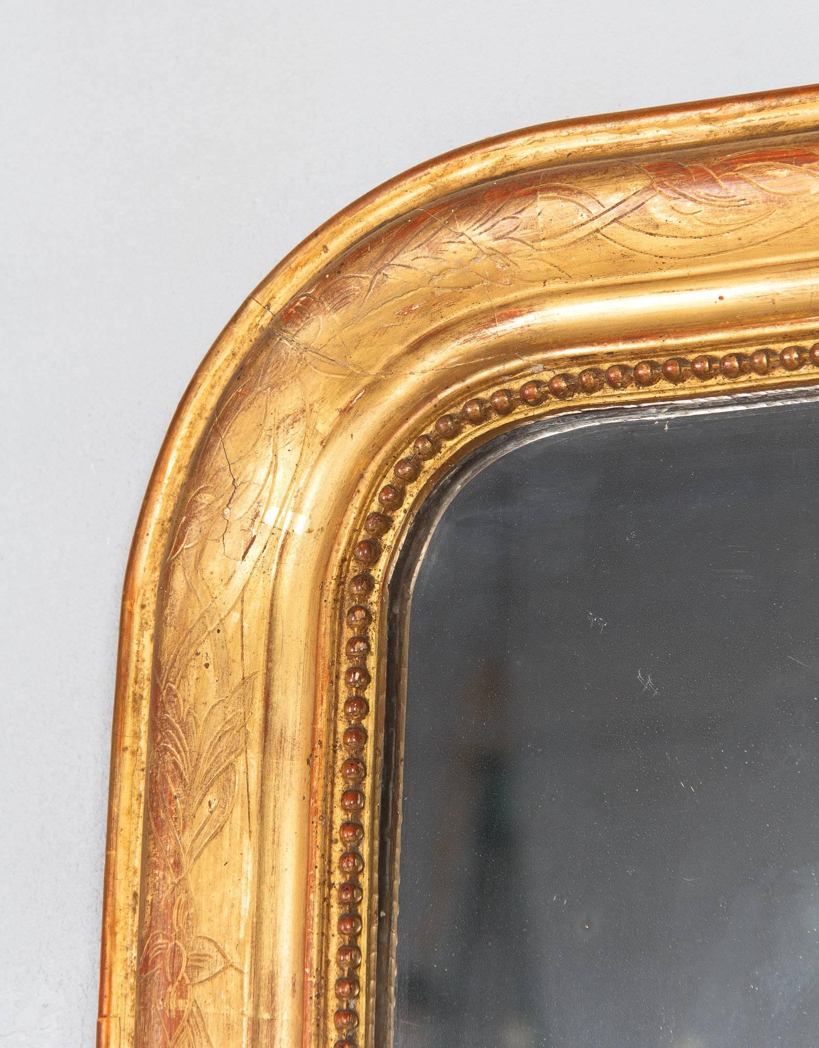 French Louis Philippe Period Gold Leaf Mirror, Mid-1800s 3