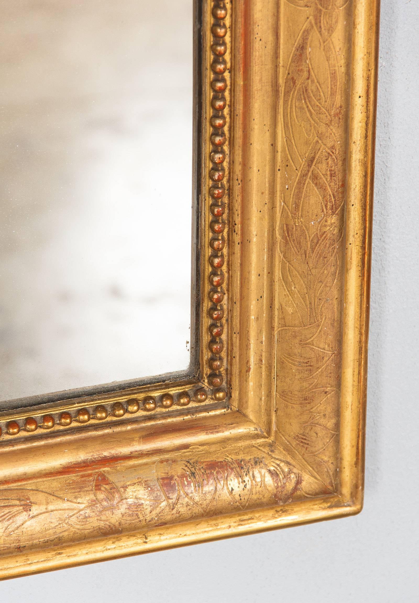 French Louis Philippe Period Gold Leaf Mirror, Mid-1800s 4