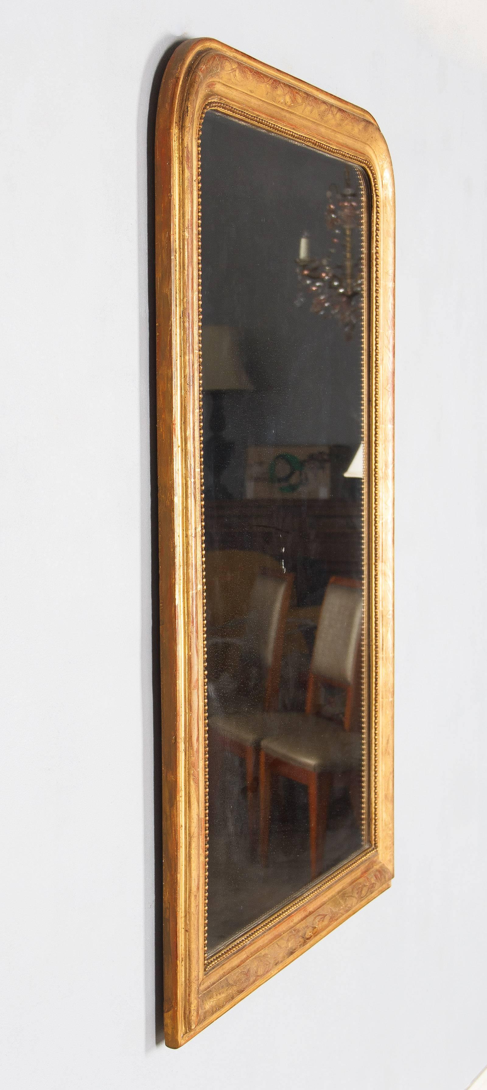 French Louis Philippe Period Gold Leaf Mirror, Mid-1800s 2