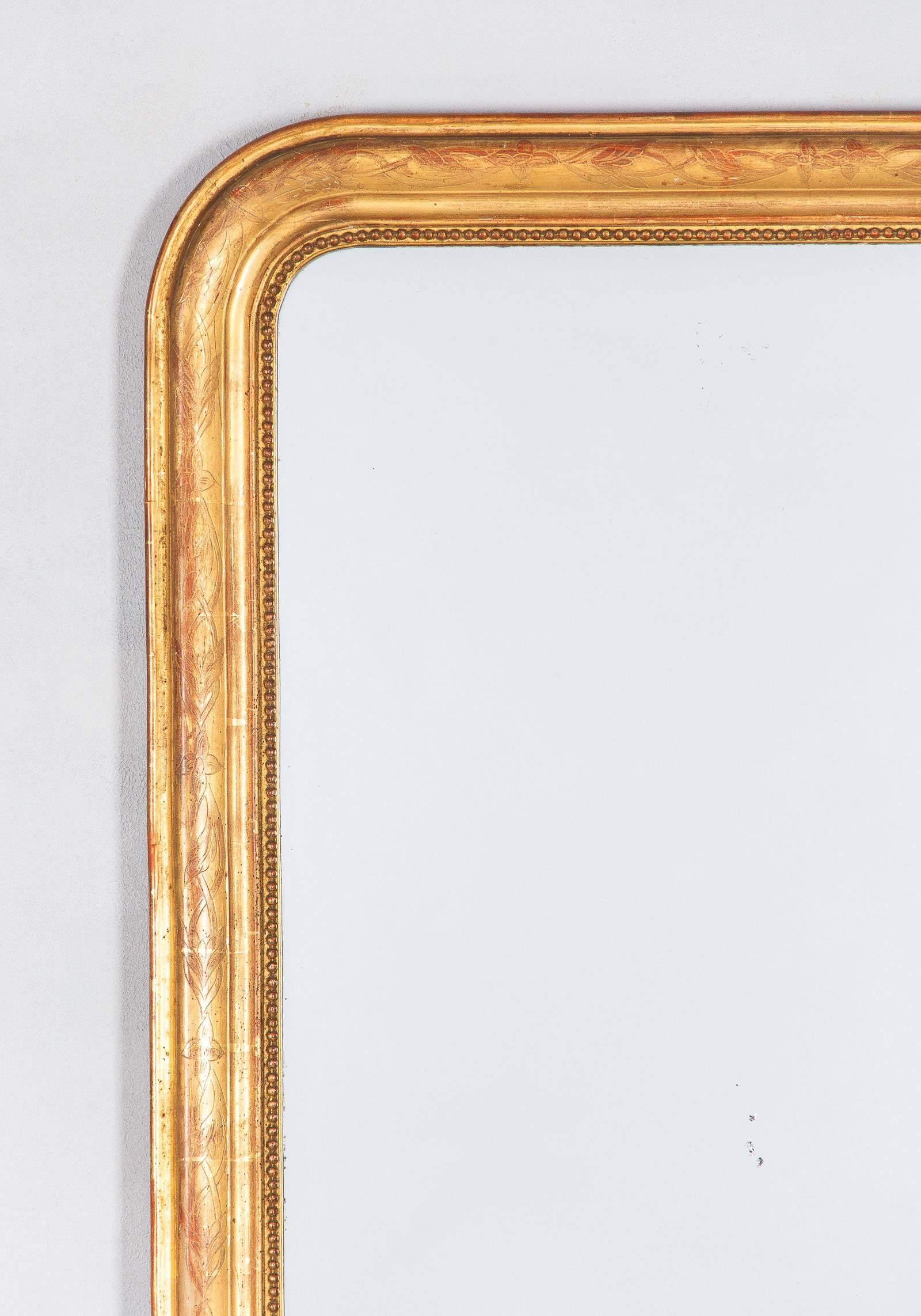 Gilt French Louis Philippe Period Gold Leaf Mirror, Mid-1800s