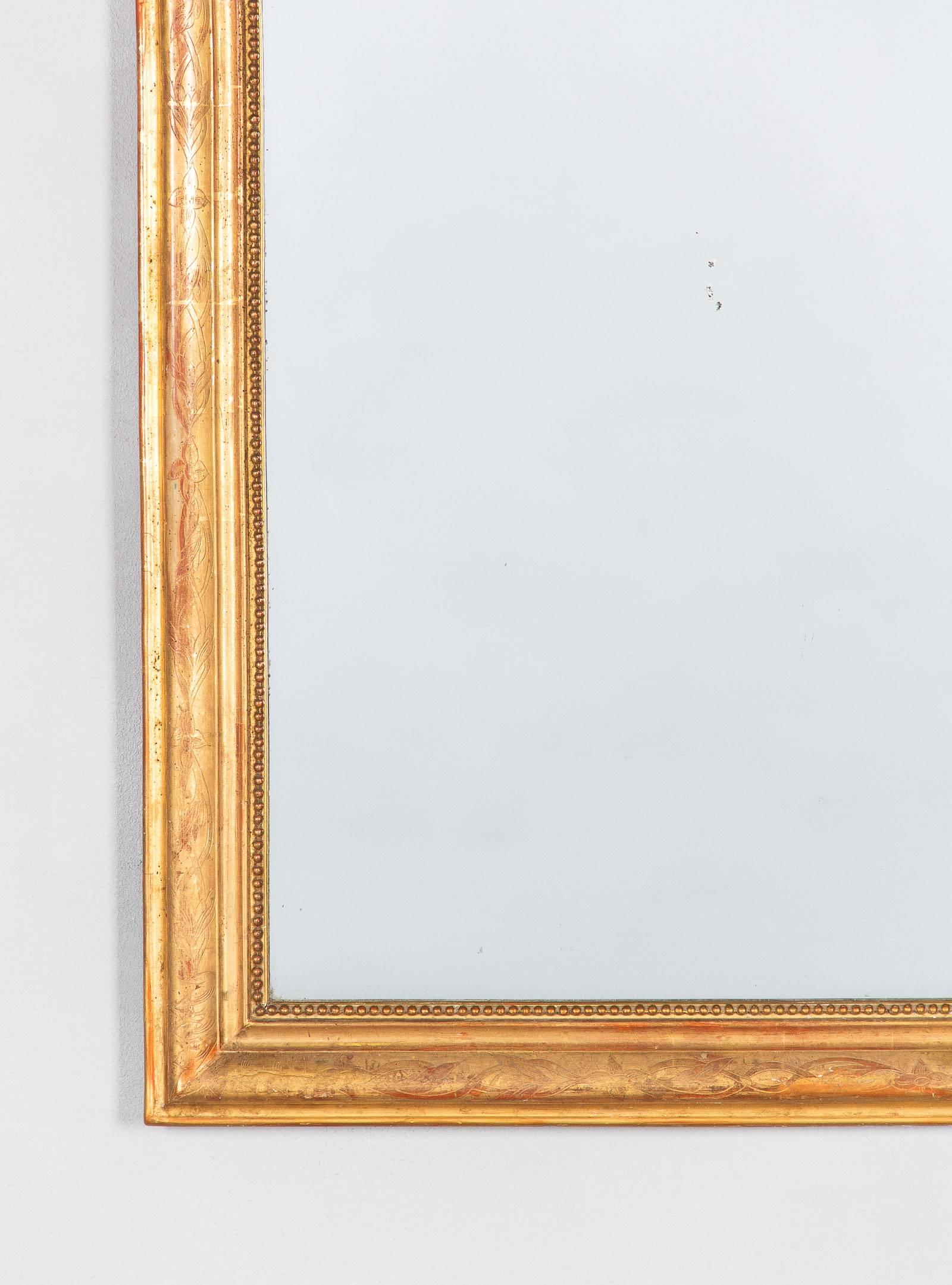 French Louis Philippe Period Gold Leaf Mirror, Mid-1800s 1