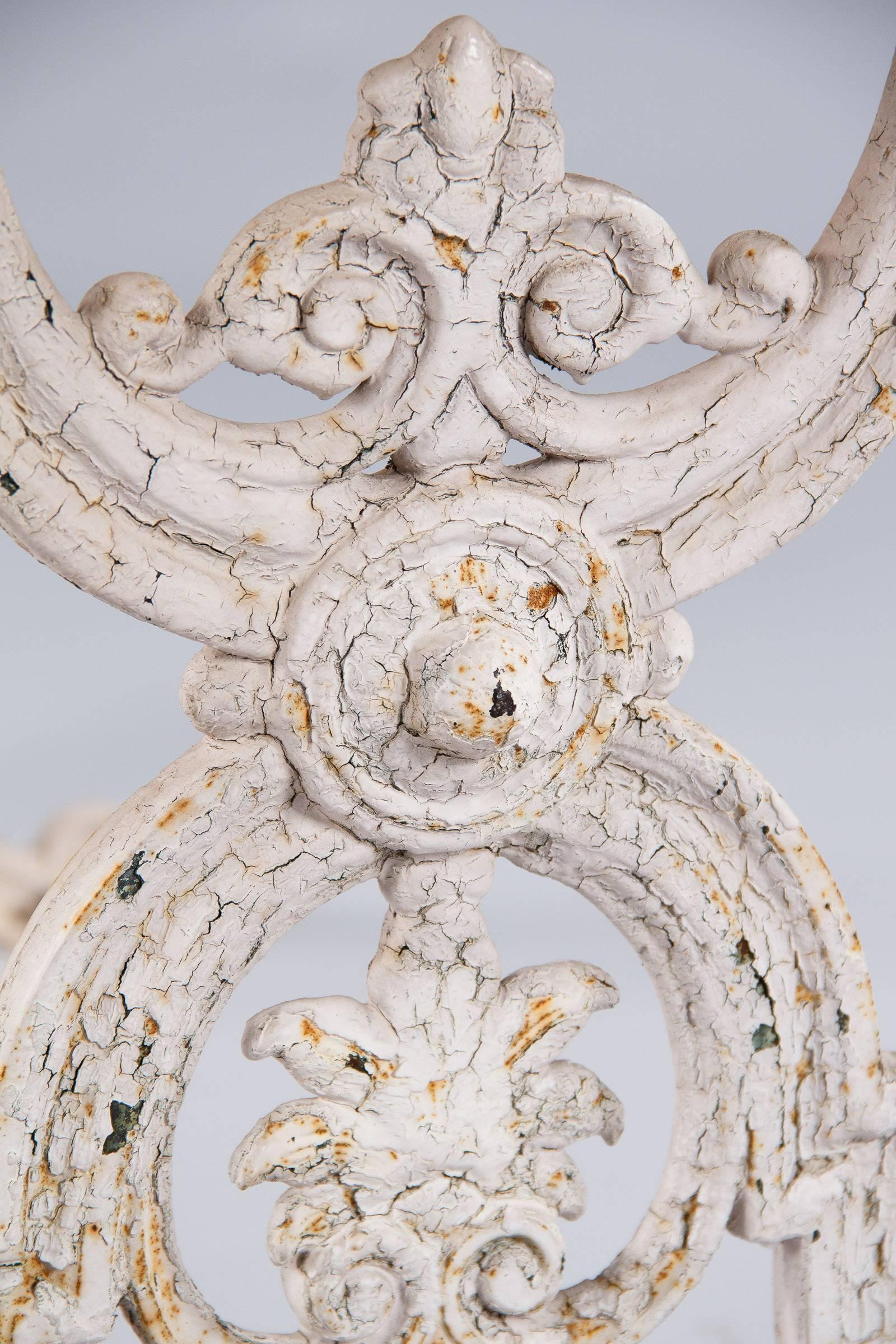 French Painted Iron Table with Marble Top, 1900s 5