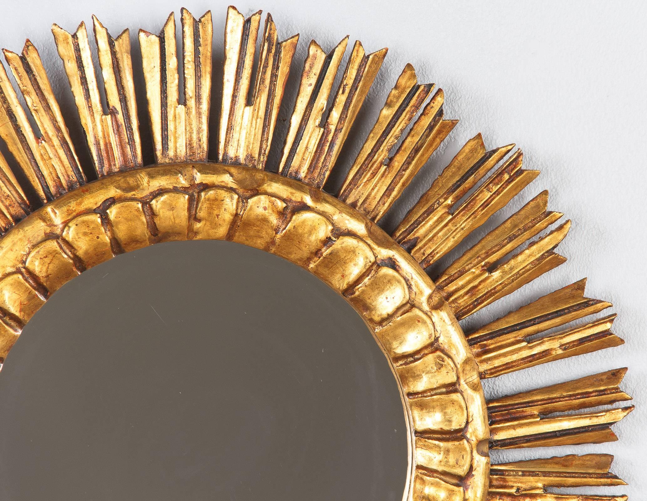 Mid-20th Century Mid-Century French Giltwood Sunburst Mirror