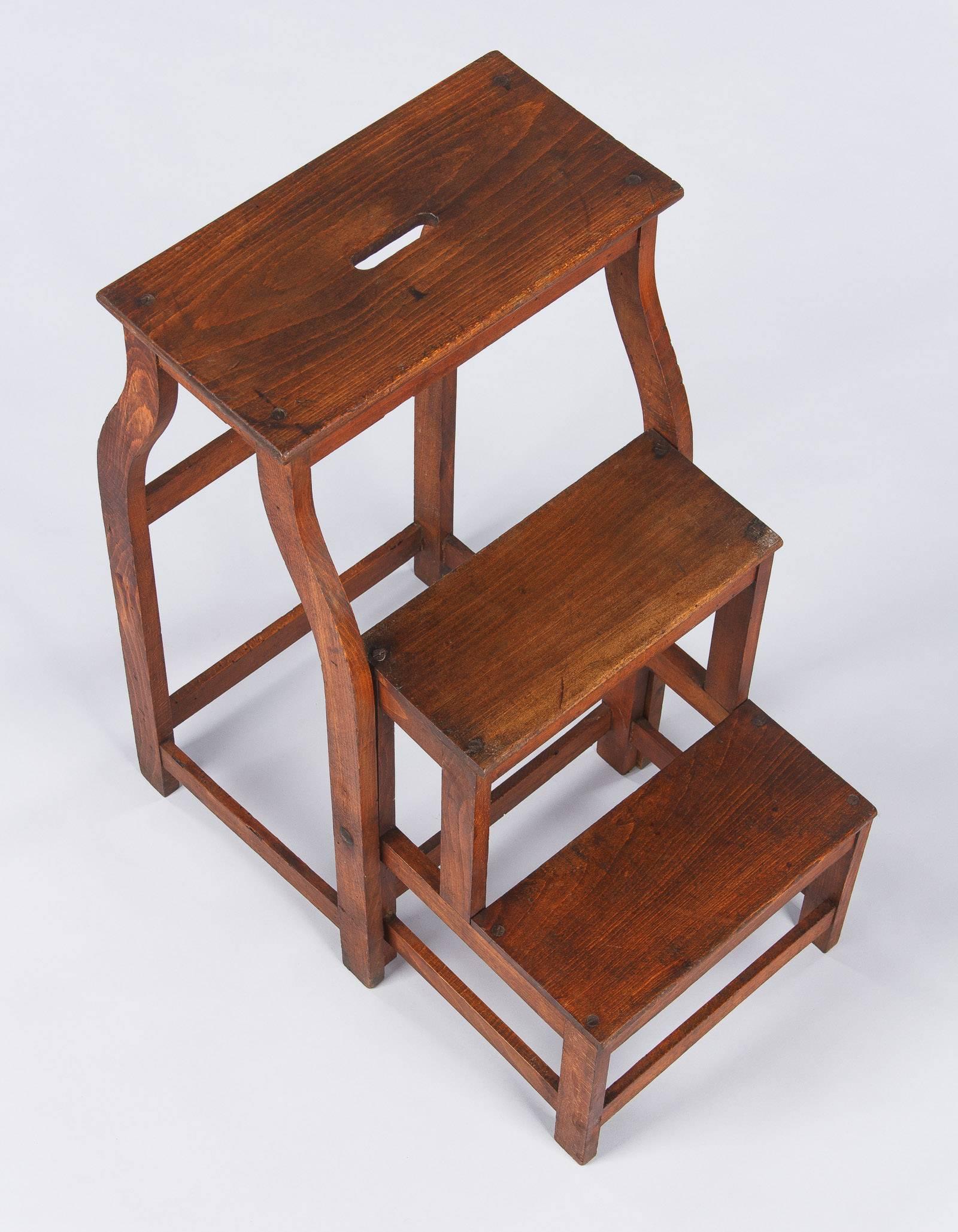 20th Century Country French Pine Folding Step Stool, Early 1900s