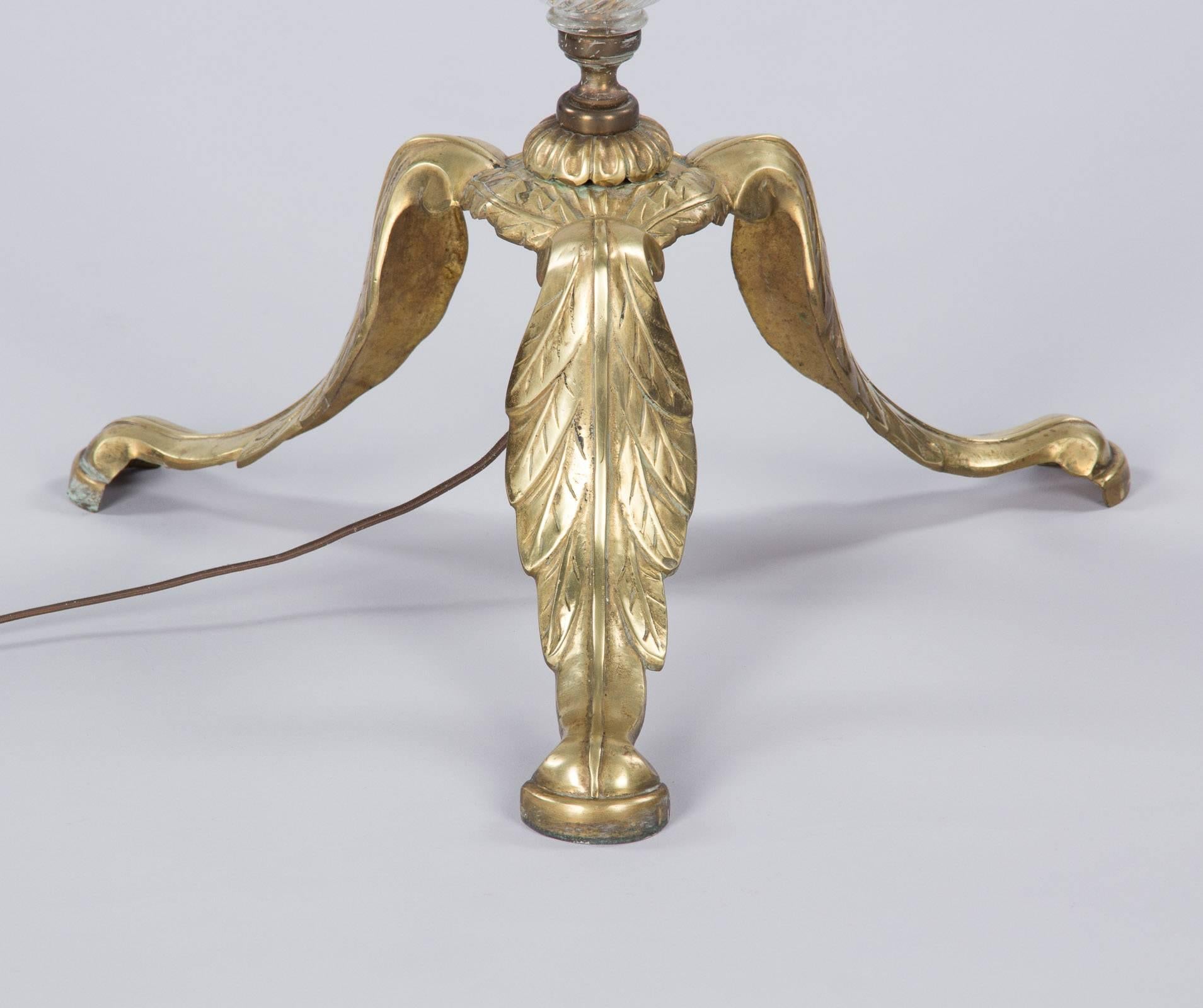 Mid-20th Century Italian Mid-Century Murano Glass and Brass Floor Lamp