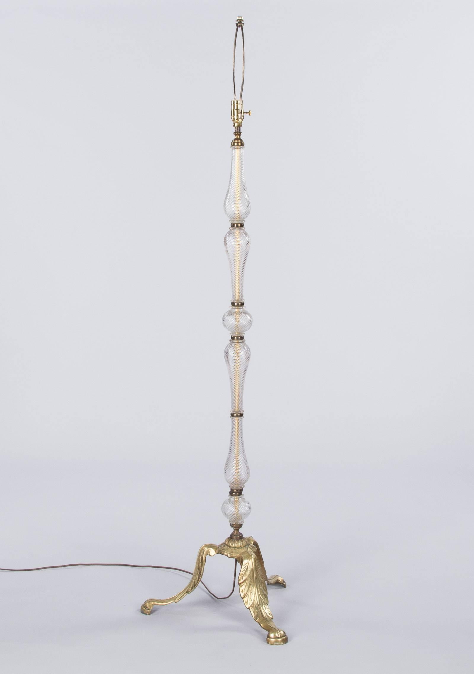 Italian Mid-Century Murano Glass and Brass Floor Lamp 4